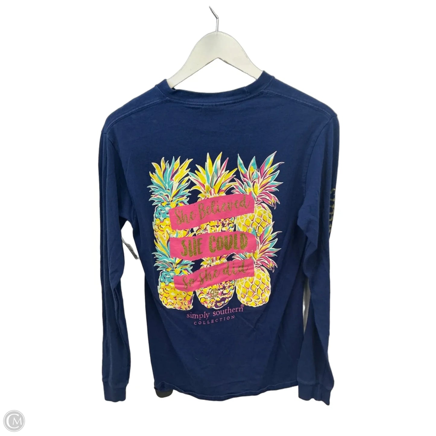 Top Long Sleeve By Simply Southern In Navy, Size: S