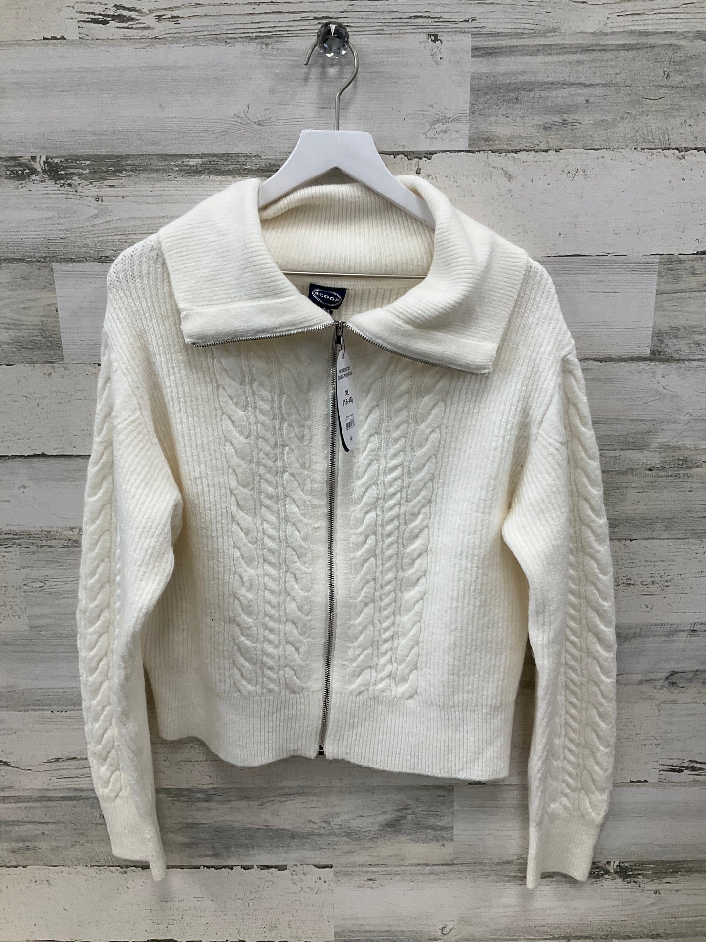 Sweater Cardigan By Scoop In Cream, Size: Xl