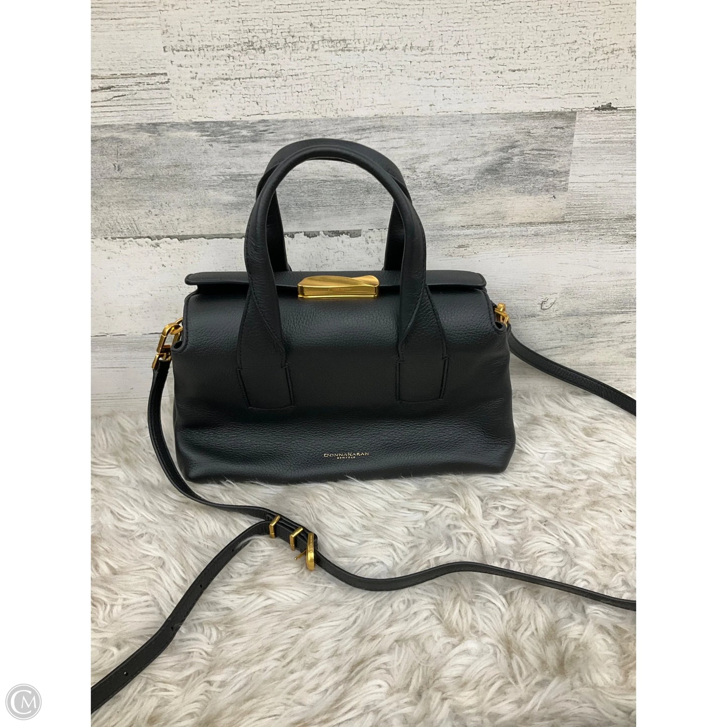 Handbag Leather By Donna Karan, Size: Medium