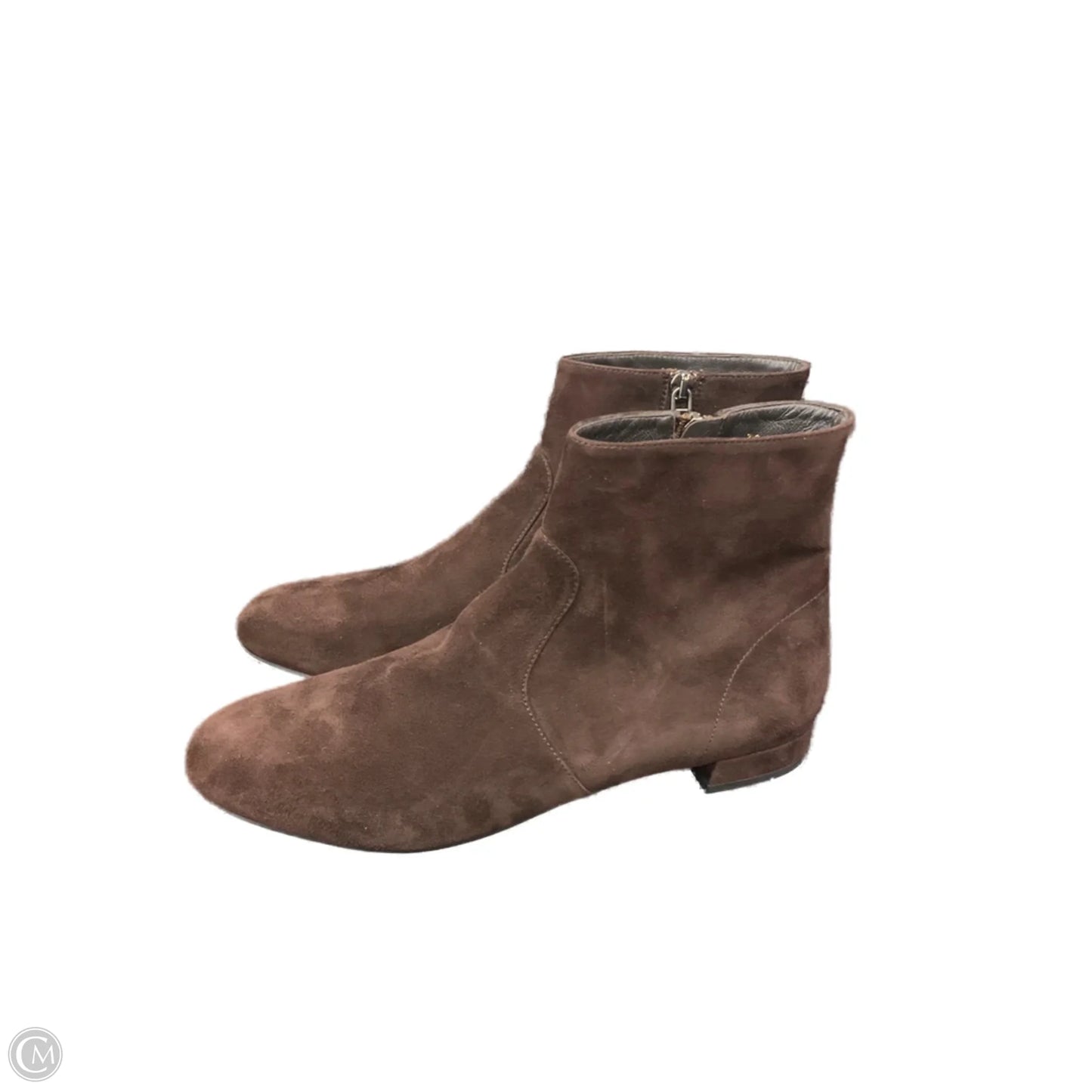 Boots Luxury Designer By Prada In Brown, Size: 9.5