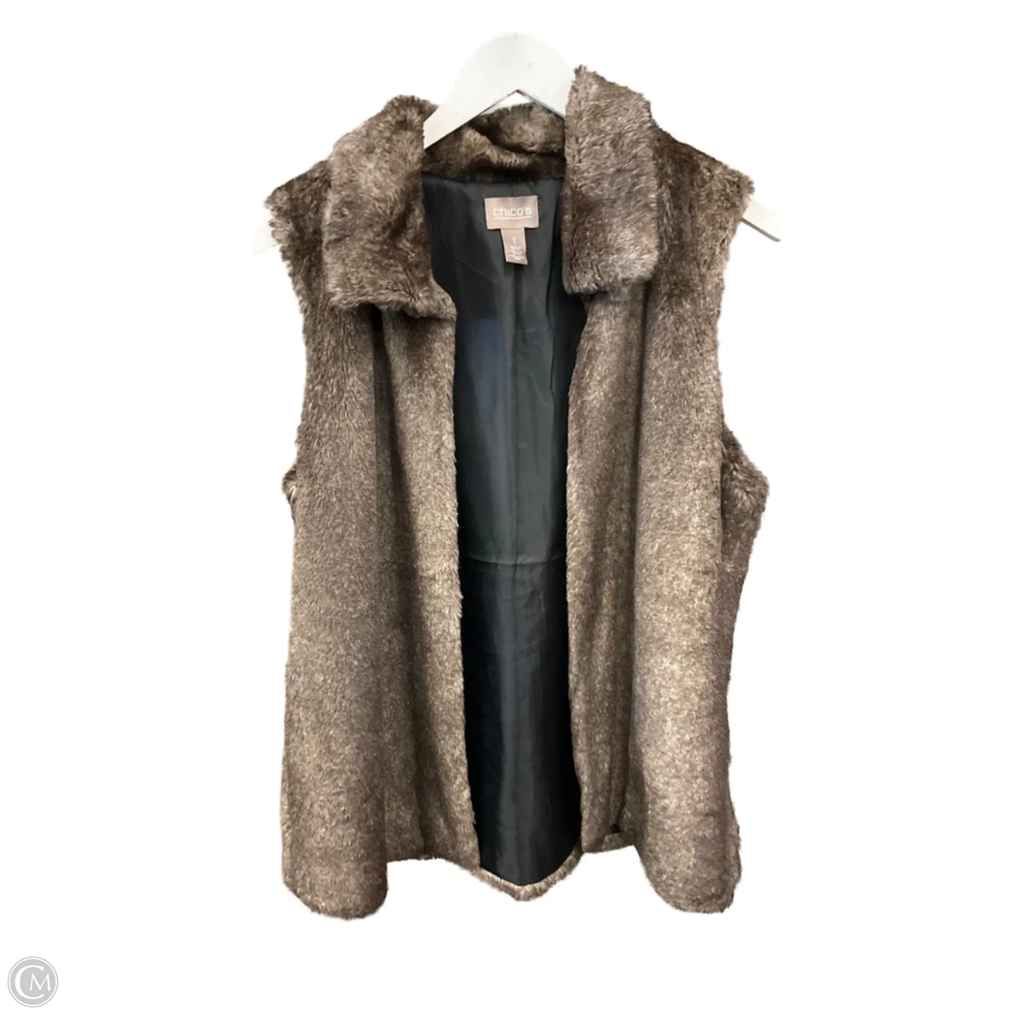 Vest Faux Fur & Sherpa By Chicos In Brown, Size: M