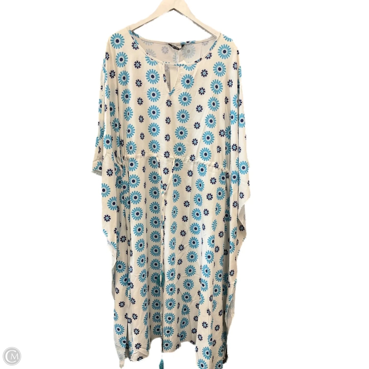 Dress Casual Midi By Clothes Mentor In Blue & White, Size: 3x