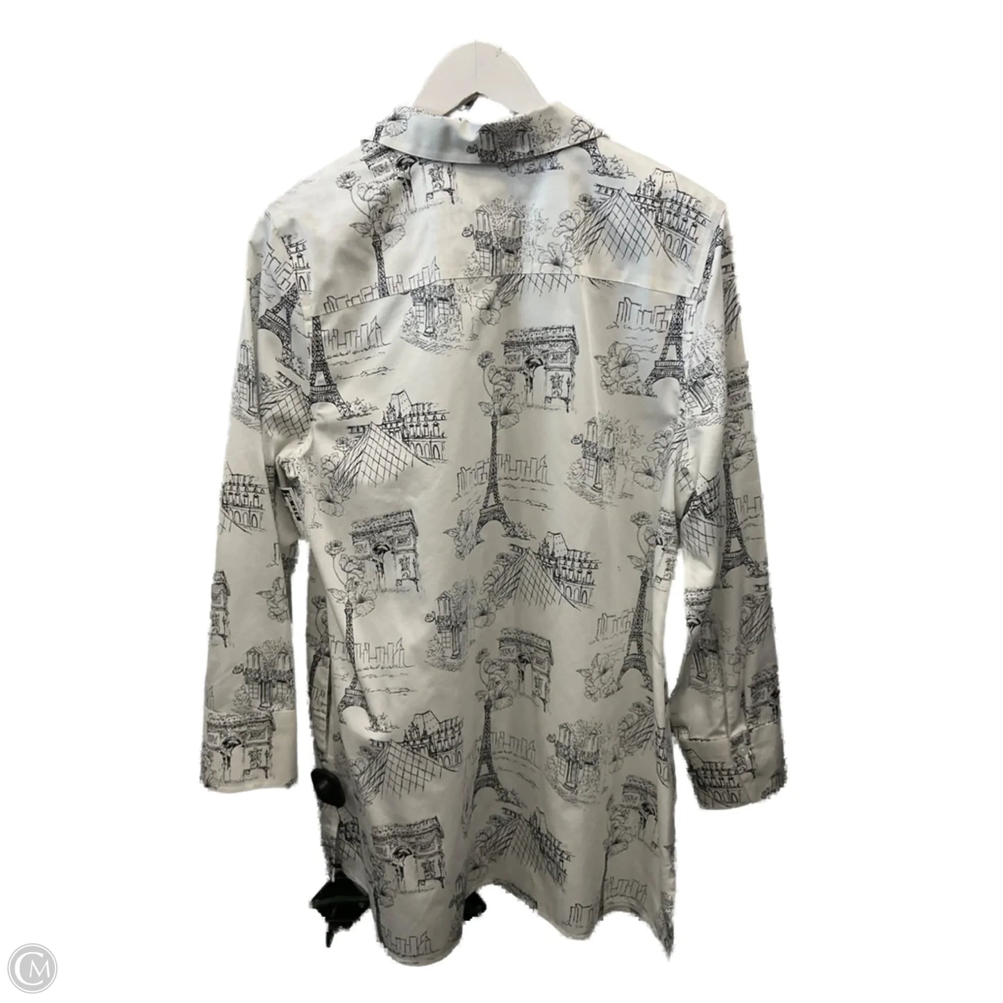 Top Long Sleeve By Chicos In Black & White, Size: L