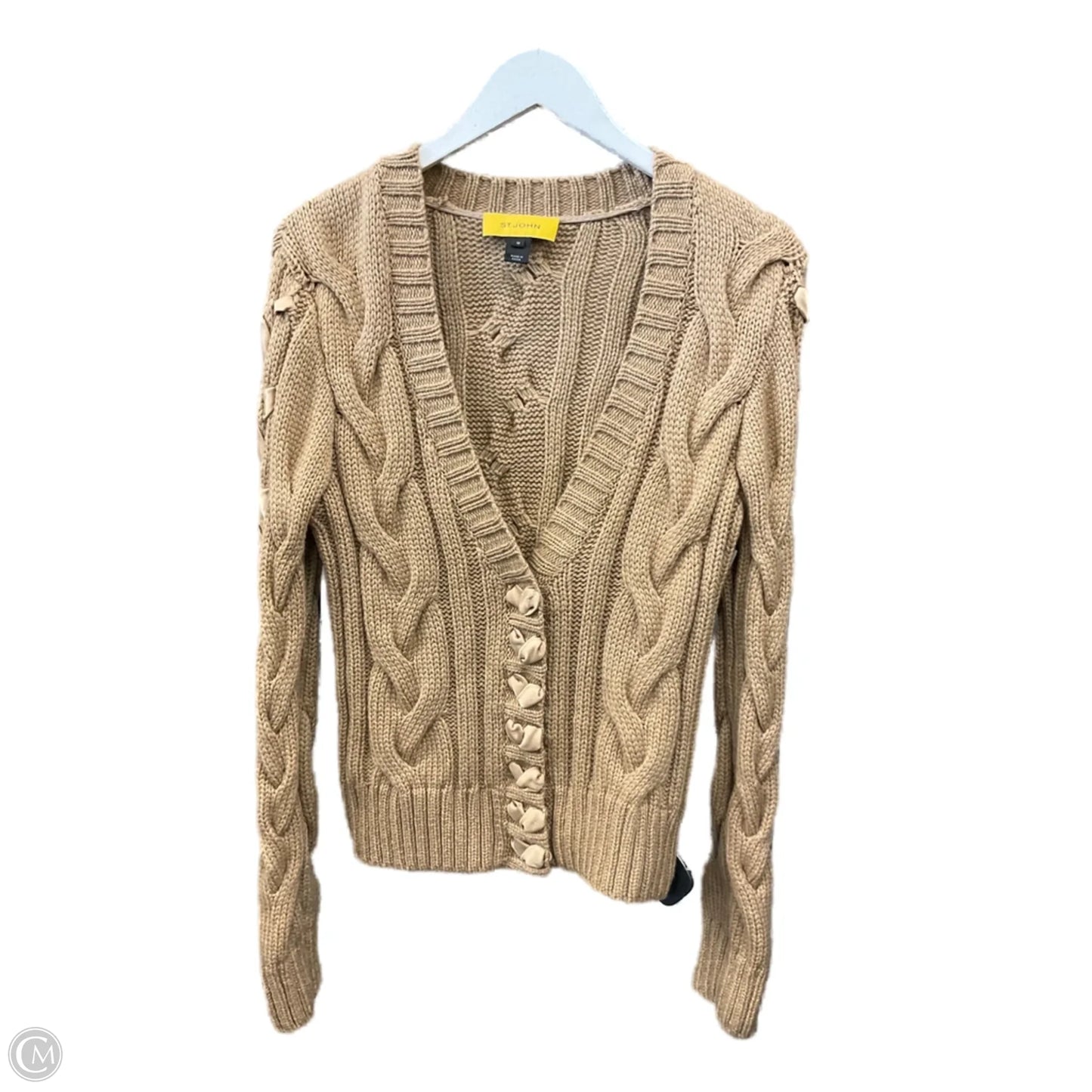 Sweater Cardigan By St. John In Tan, Size: M