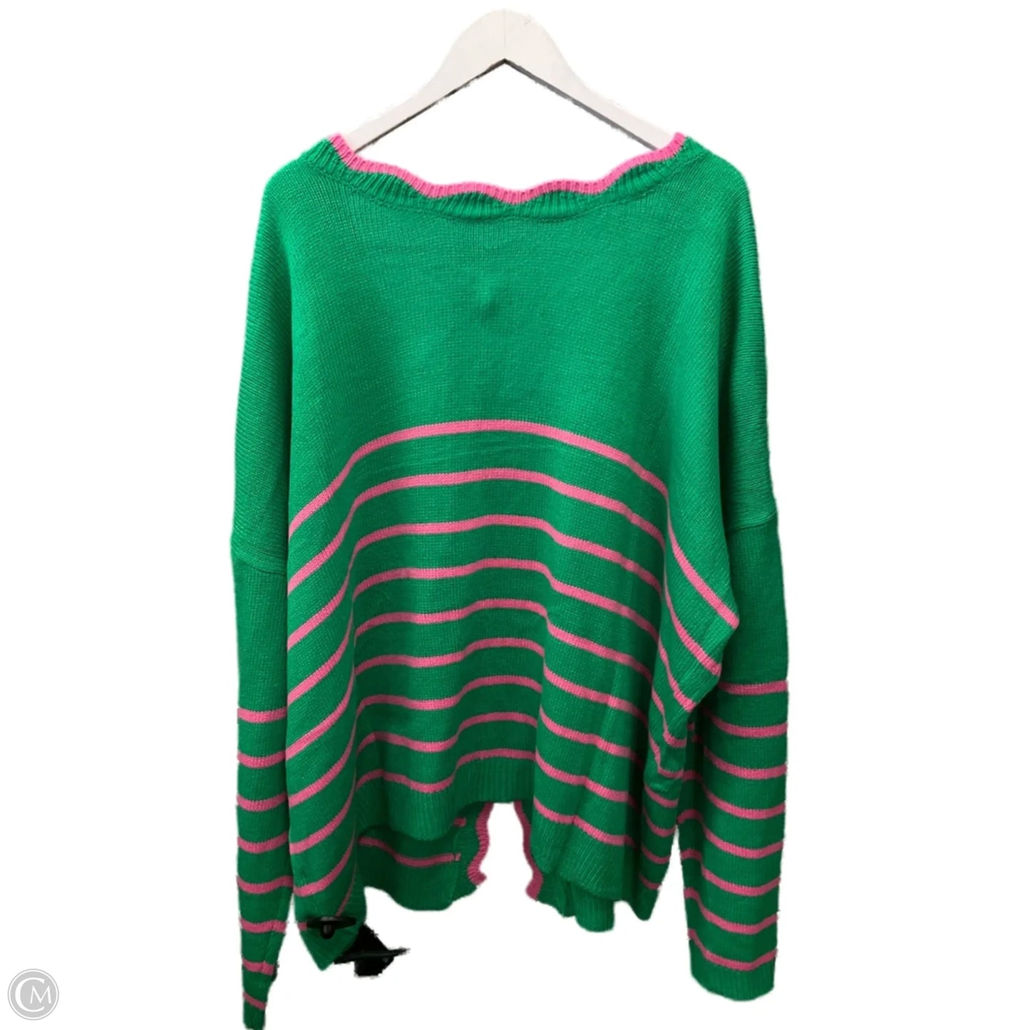 Sweater Cardigan By Clothes Mentor In Green & Pink, Size: 3x