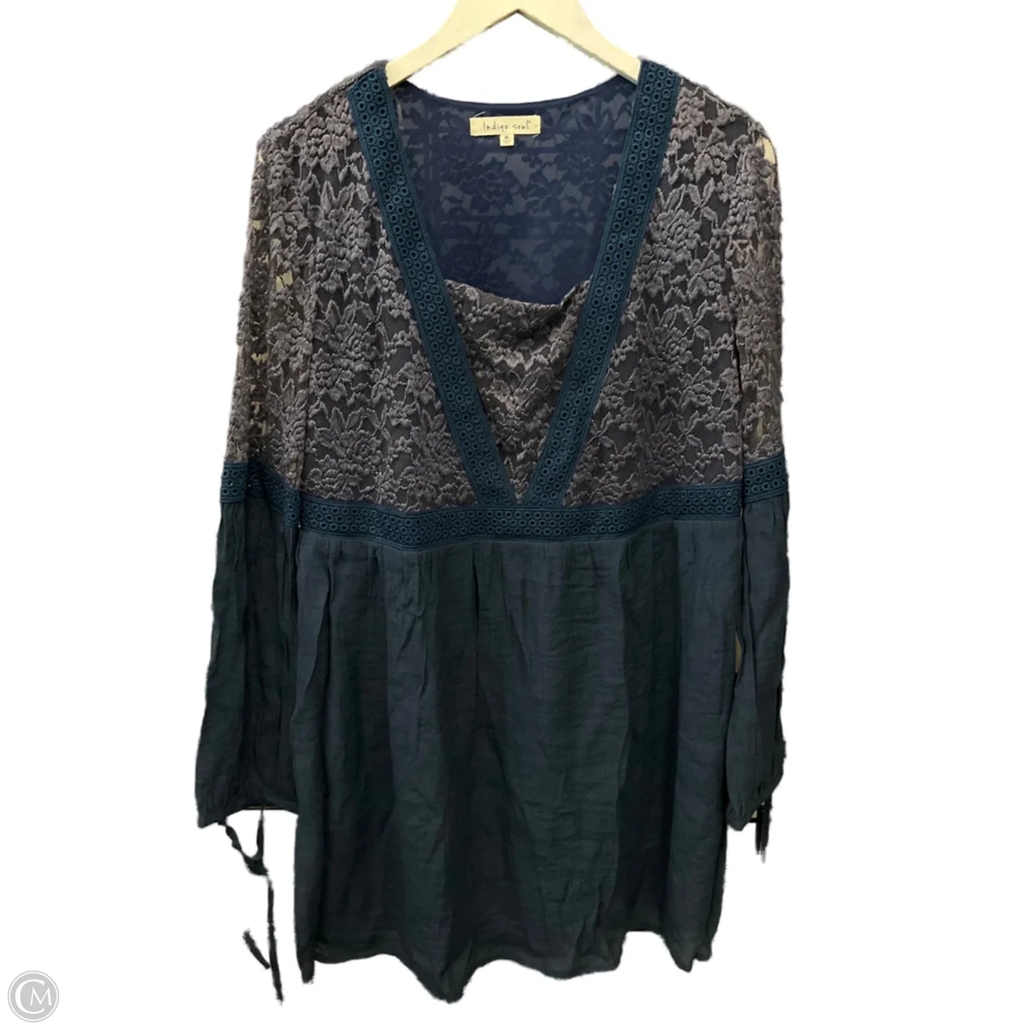 Tunic Long Sleeve By Indigo Soul In Blue, Size: M