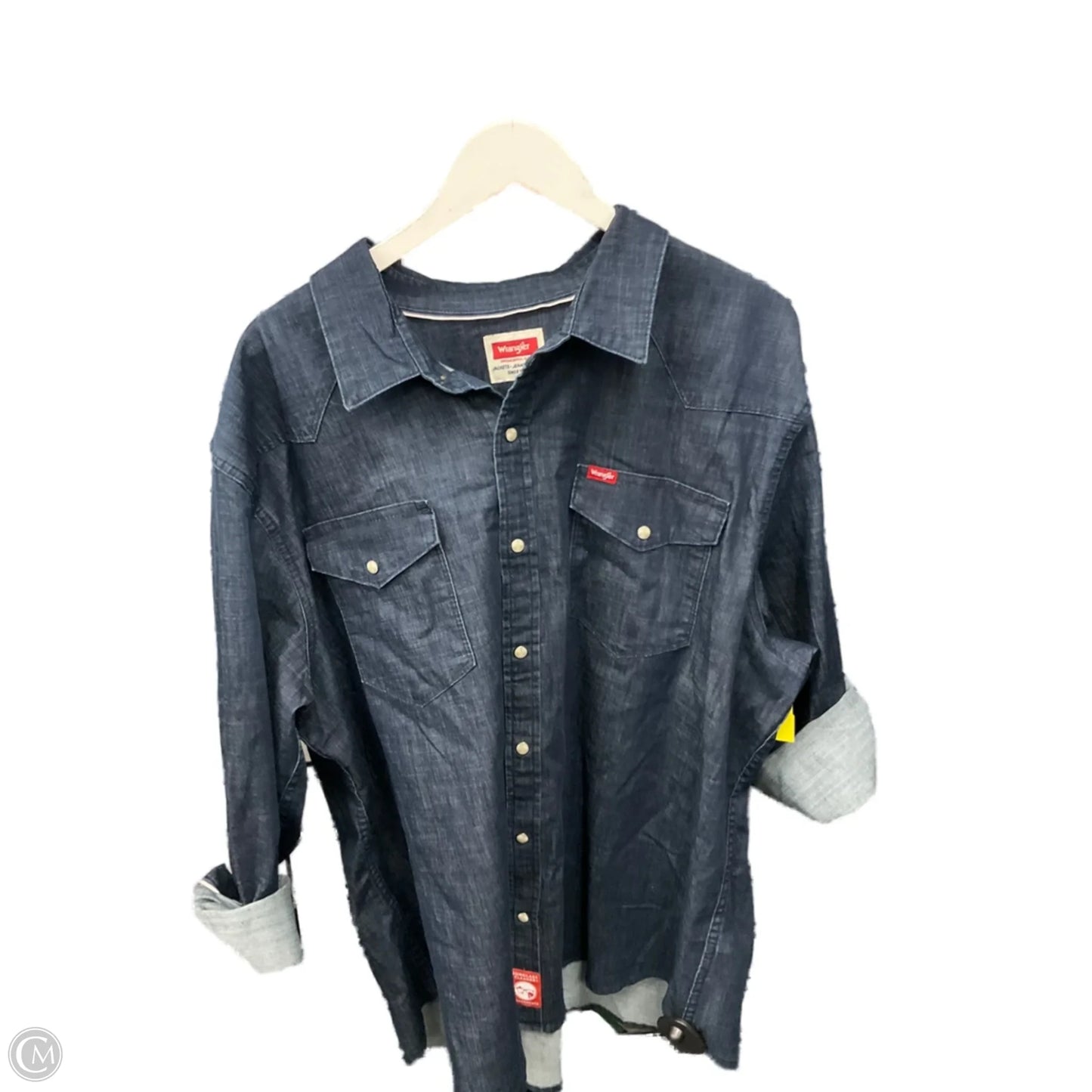 Top 3/4 Sleeve By Wrangler In Blue Denim, Size: 2x