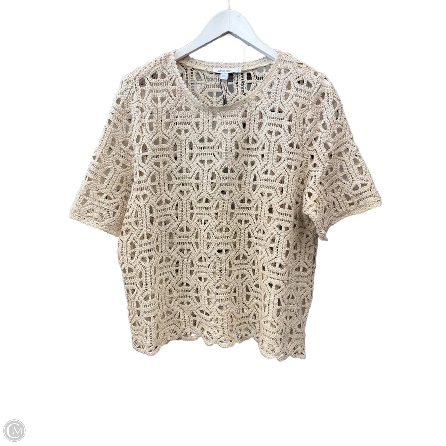 Top Short Sleeve By Chicos In Tan, Size: L