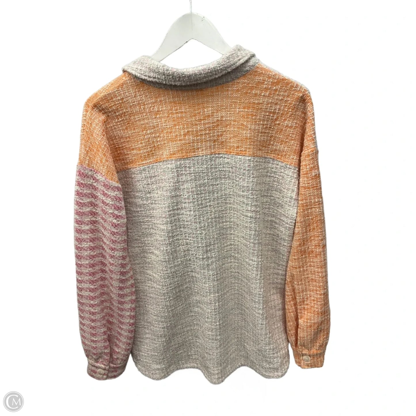 Jacket Shirt By Mystree In Orange & Pink, Size: M