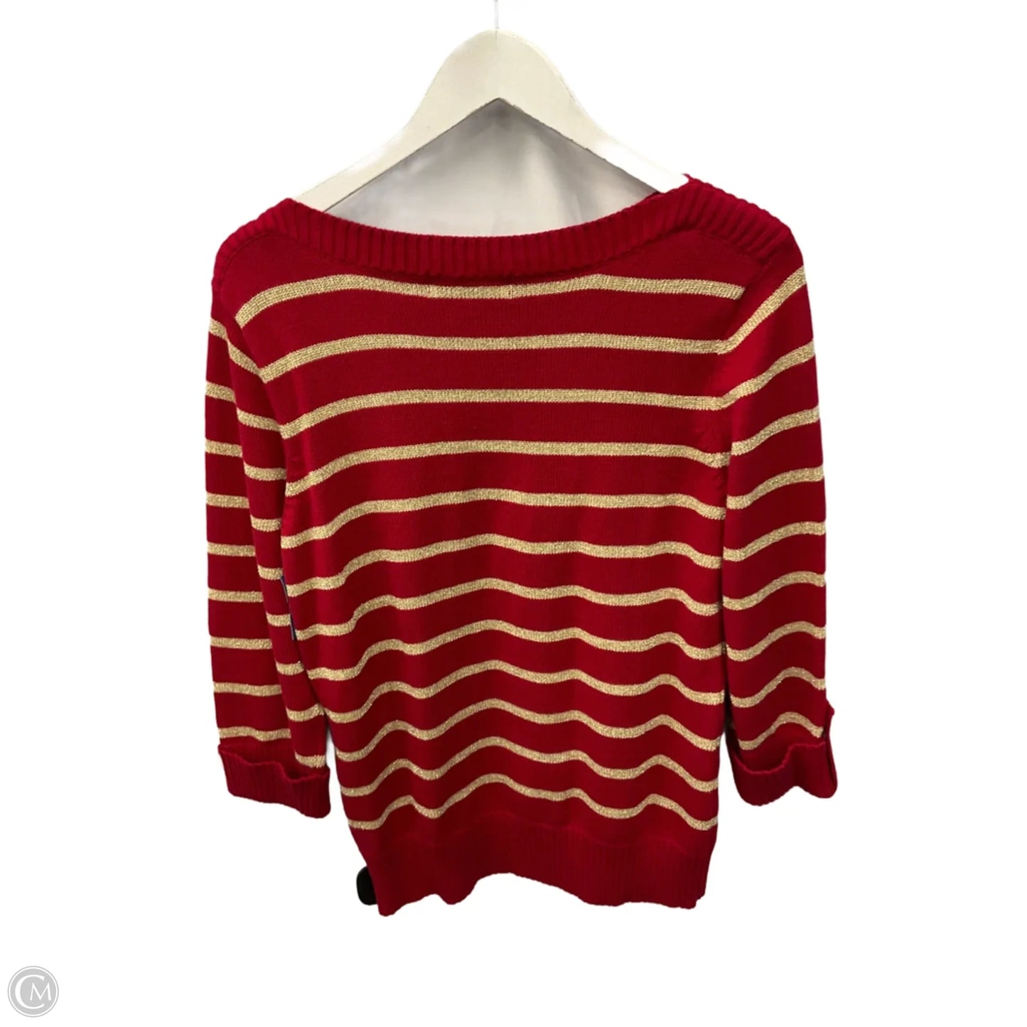 Sweater By Karen Scott In Gold & Red, Size: L