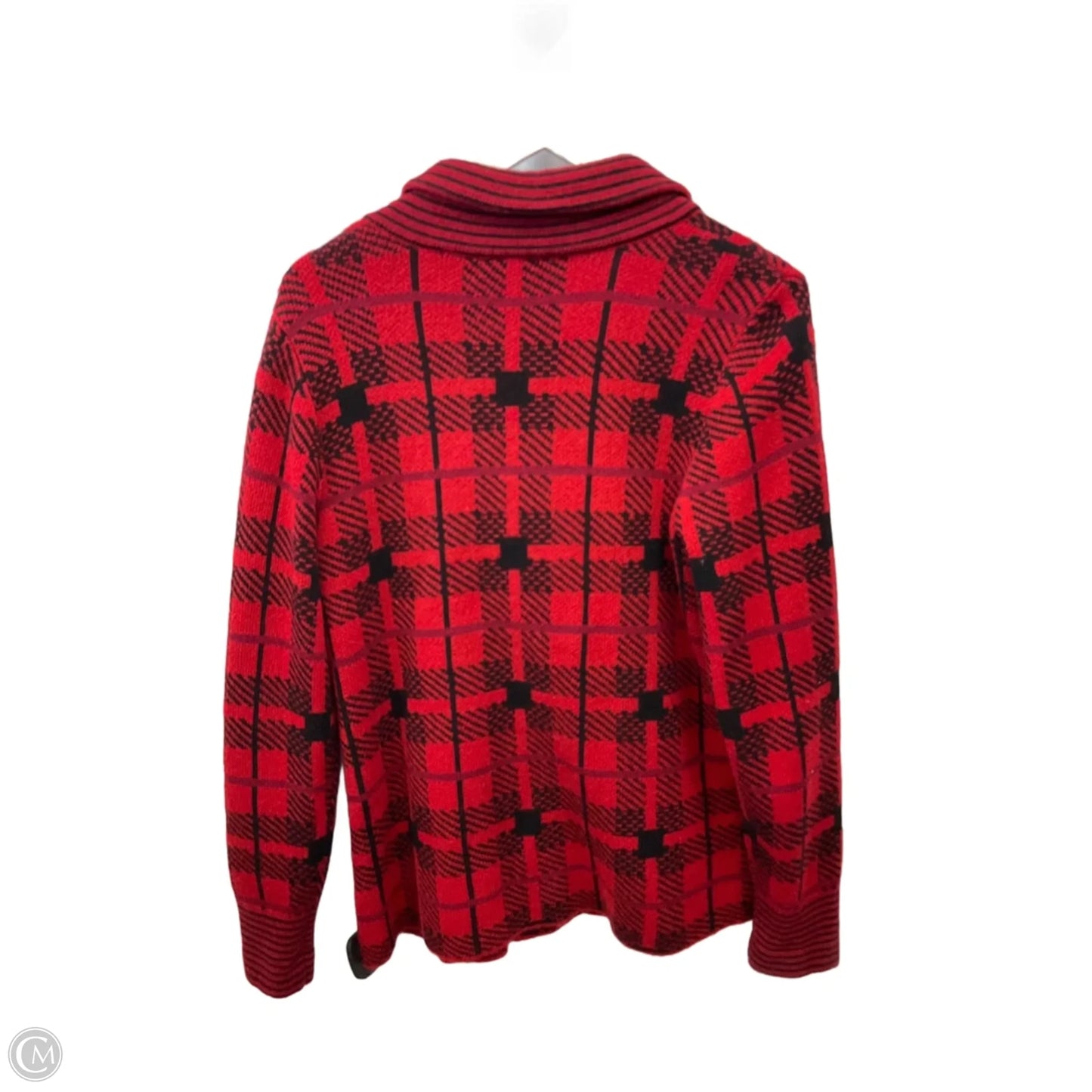 Sweater Cardigan By Christopher And Banks In Black & Red, Size: L