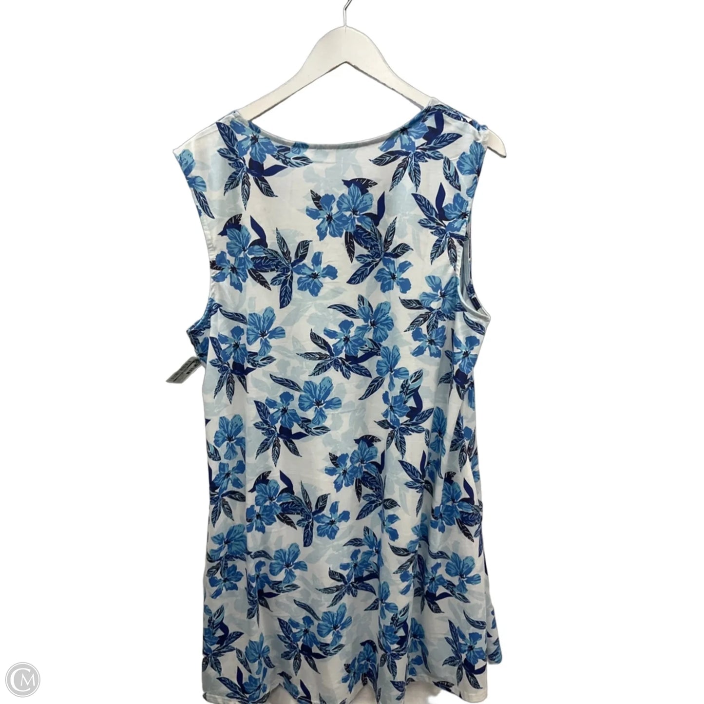 Dress Casual Short By Clothes Mentor In Blue & White, Size: 2x