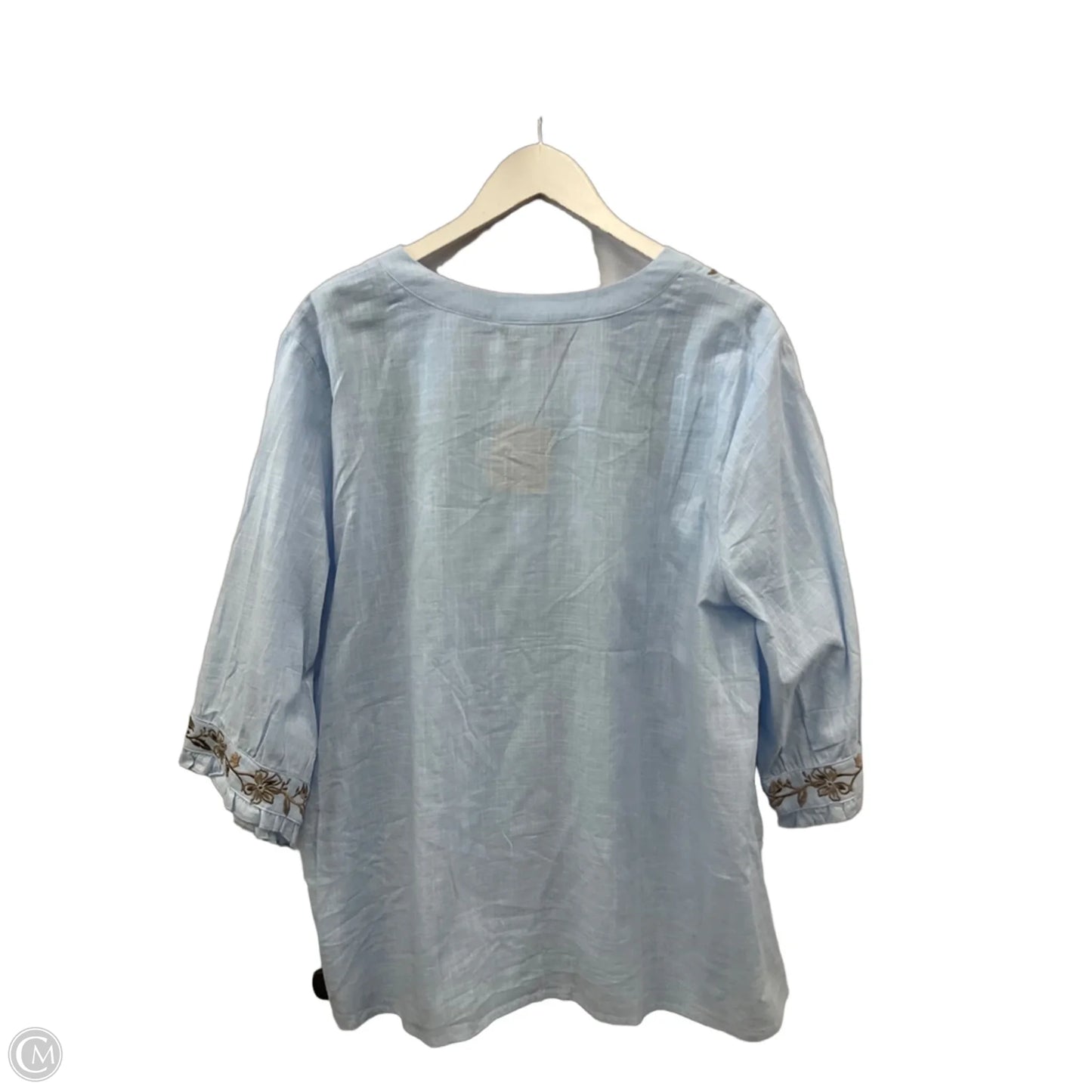 Top 3/4 Sleeve By Bloomchic In Blue, Size: 1x