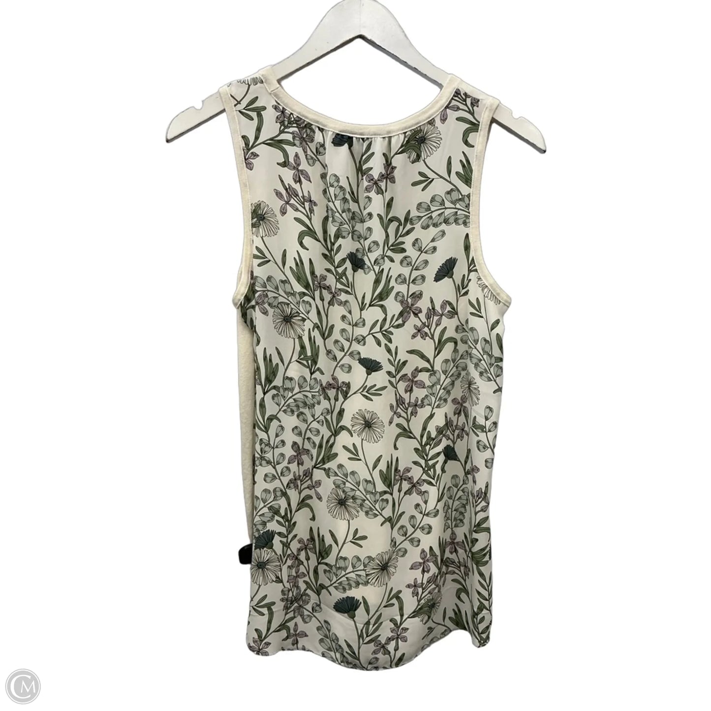 Top Sleeveless By Loft In Cream & Green, Size: S