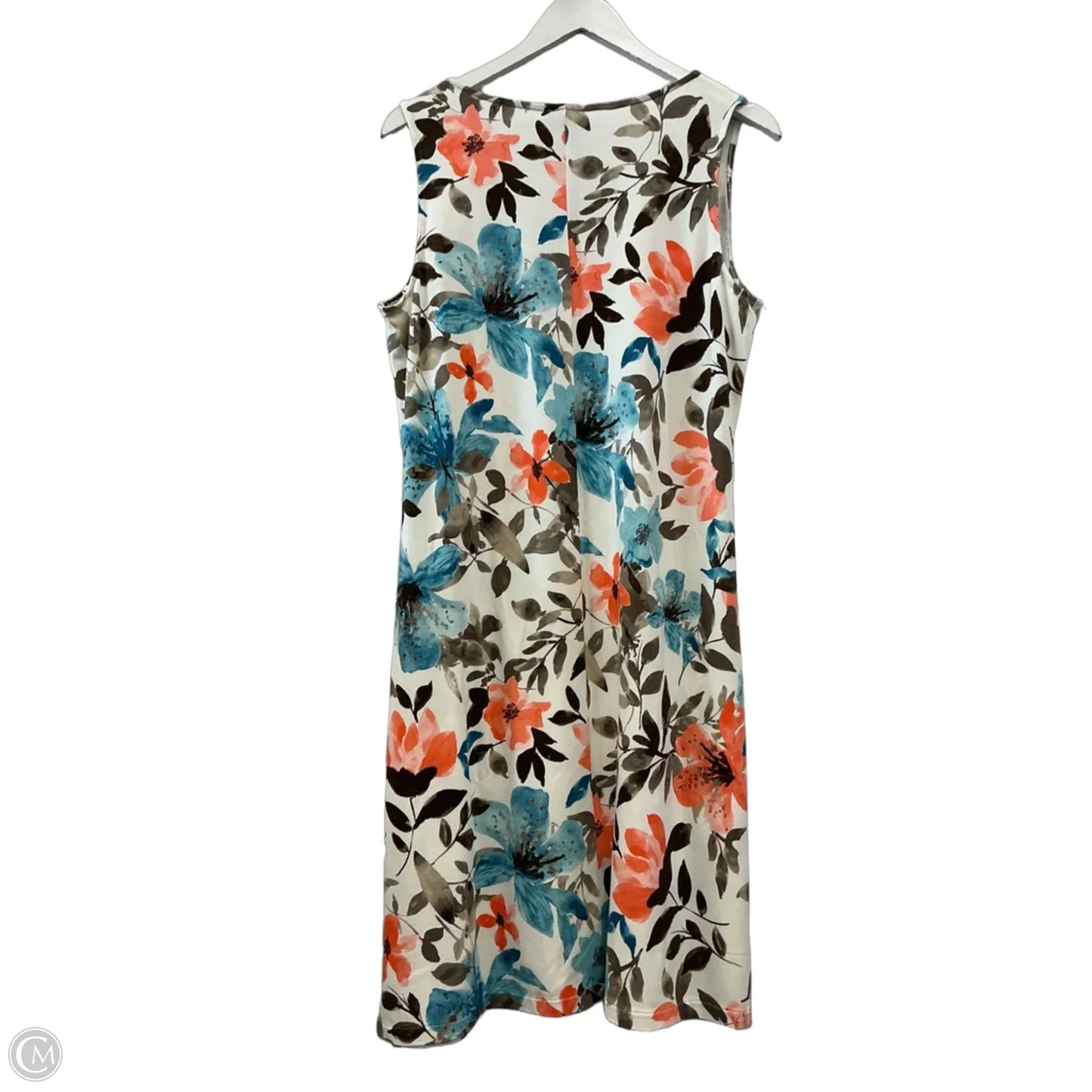 Dress Casual Midi By Chicos In Blue & Orange, Size: L