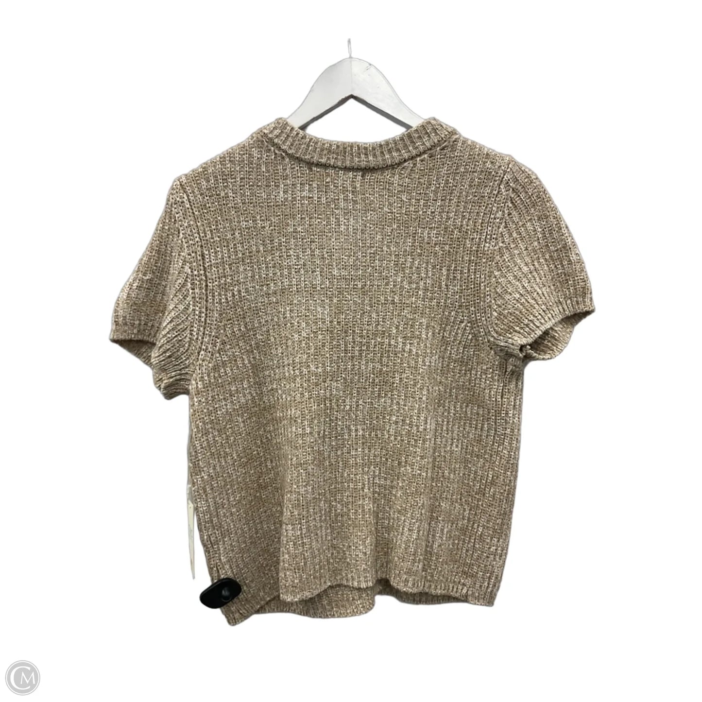 Sweater Short Sleeve By C And C In Tan, Size: M