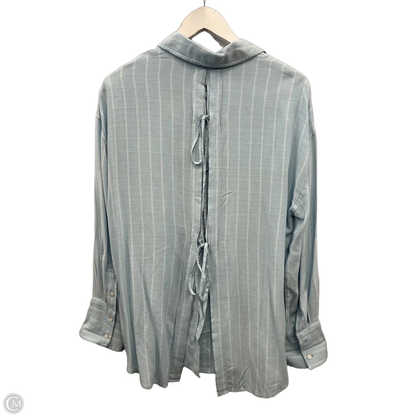Top Long Sleeve By American Eagle In Blue & White, Size: S