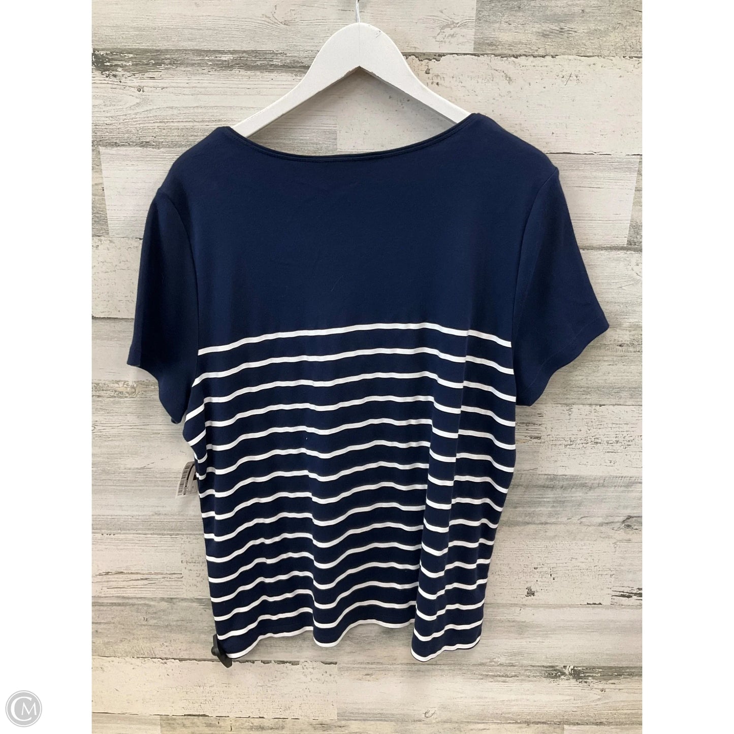 Top Short Sleeve By Karen Scott In Navy, Size: 2x