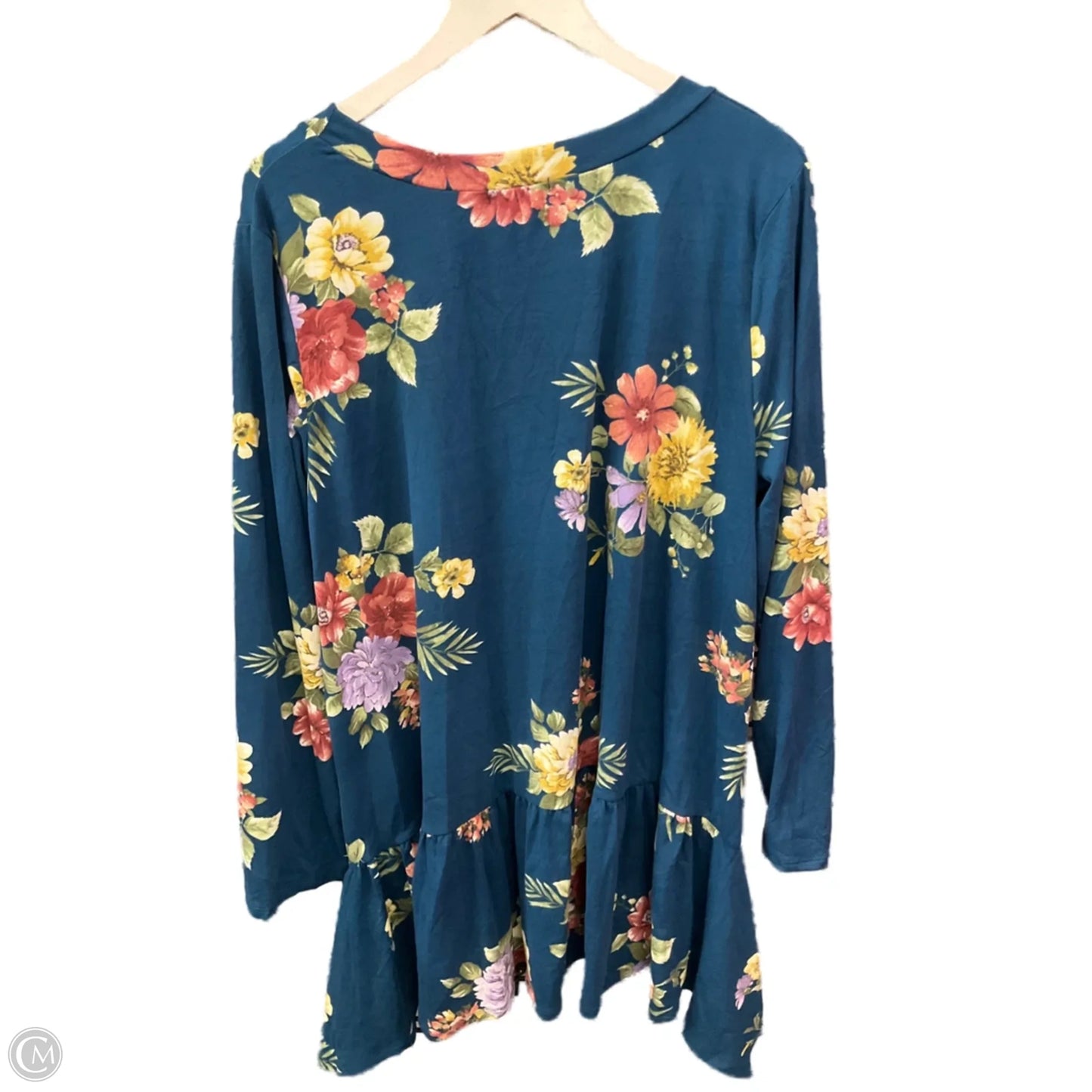 Tunic Long Sleeve By Clothes Mentor In Blue, Size: 2x
