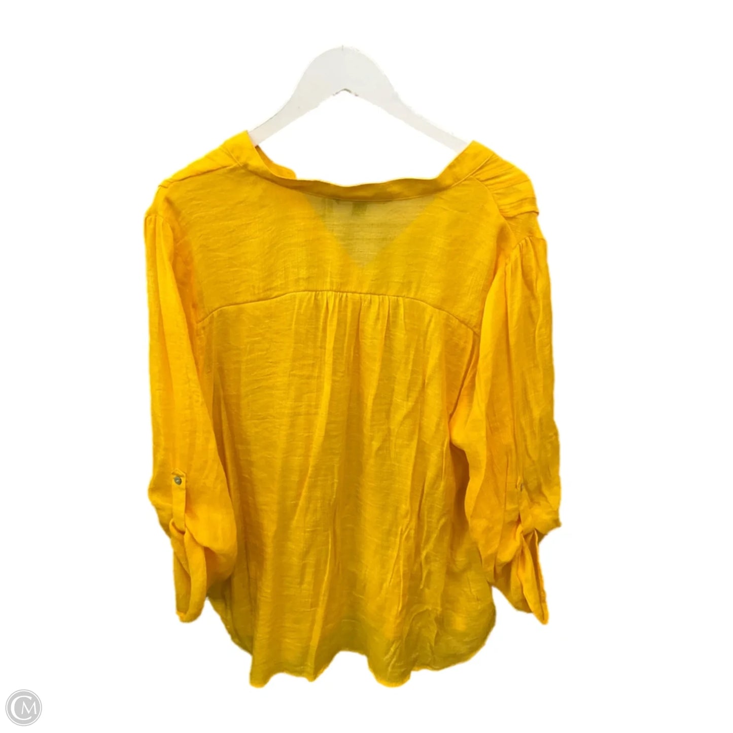 Top 3/4 Sleeve By Zac And Rachel In Yellow, Size: 2x