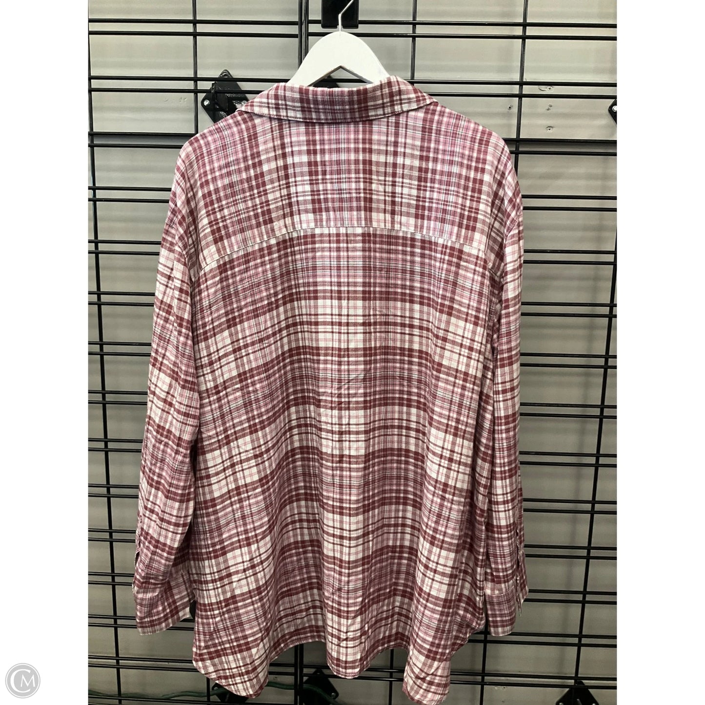 Top Long Sleeve By Treasure And Bond In Pink & White, Size: 3x