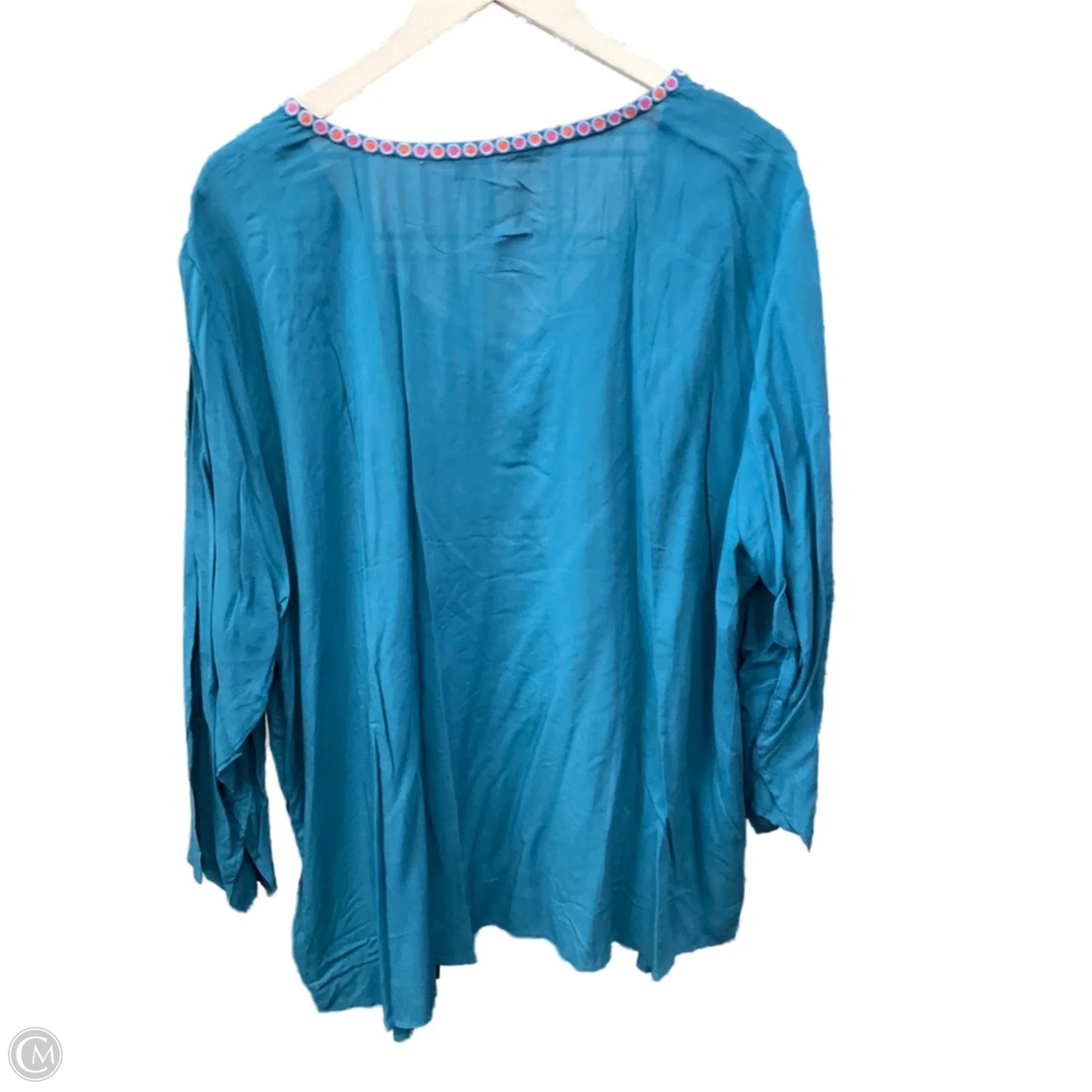 Top Long Sleeve By Grand And Greene In Aqua, Size: 2x