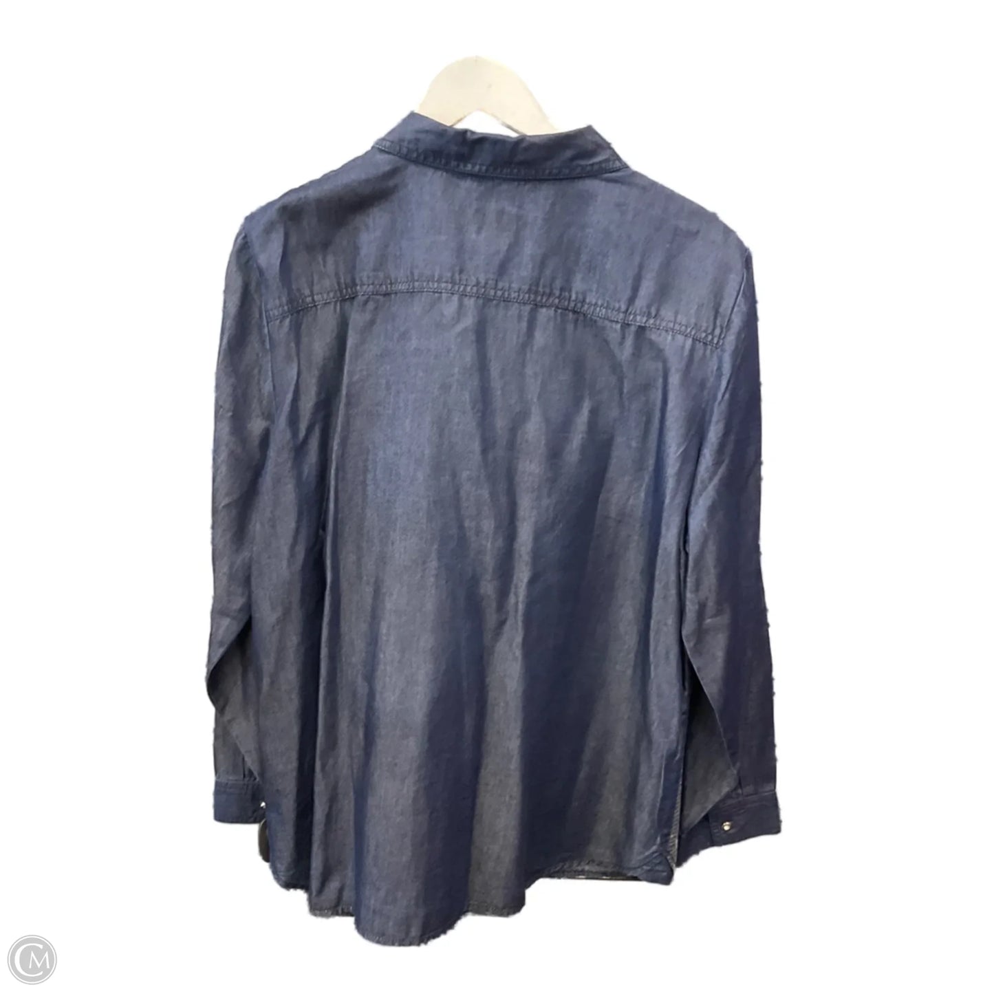 Top Long Sleeve By Chicos In Blue Denim, Size: Xl