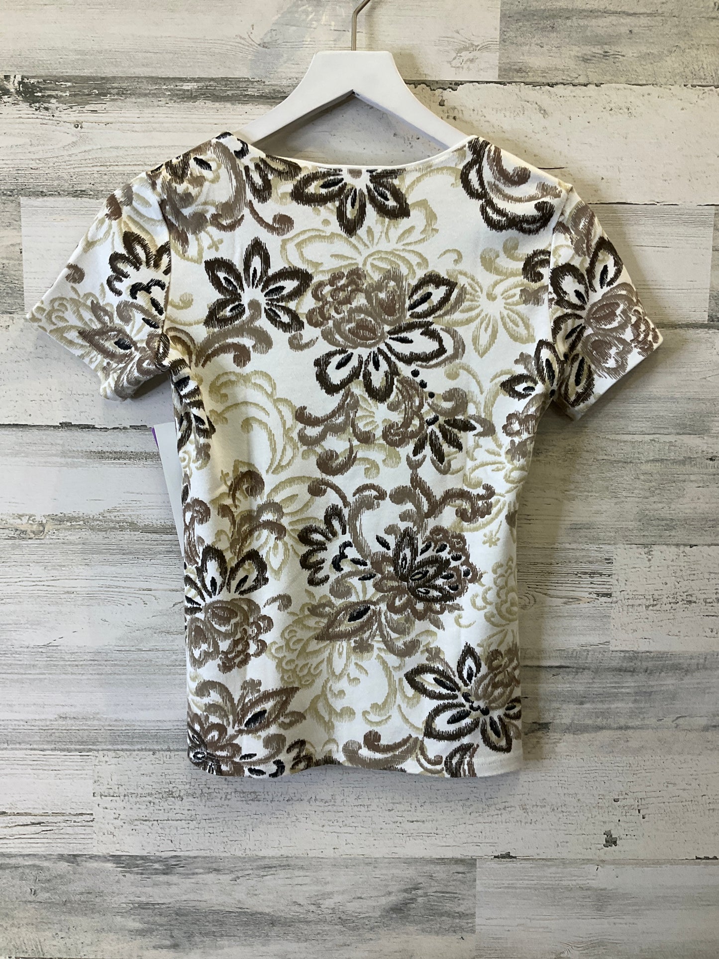 Brown Top Short Sleeve Karen Scott, Size Petite S