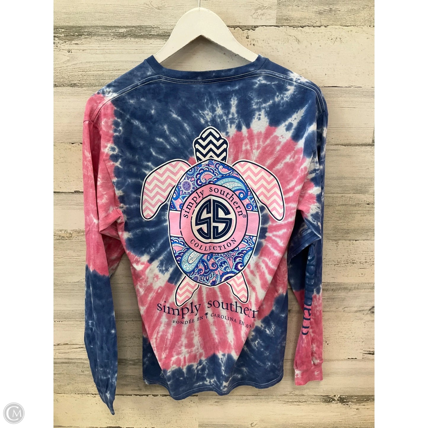Top Long Sleeve By Simply Southern In Blue & Pink, Size: M