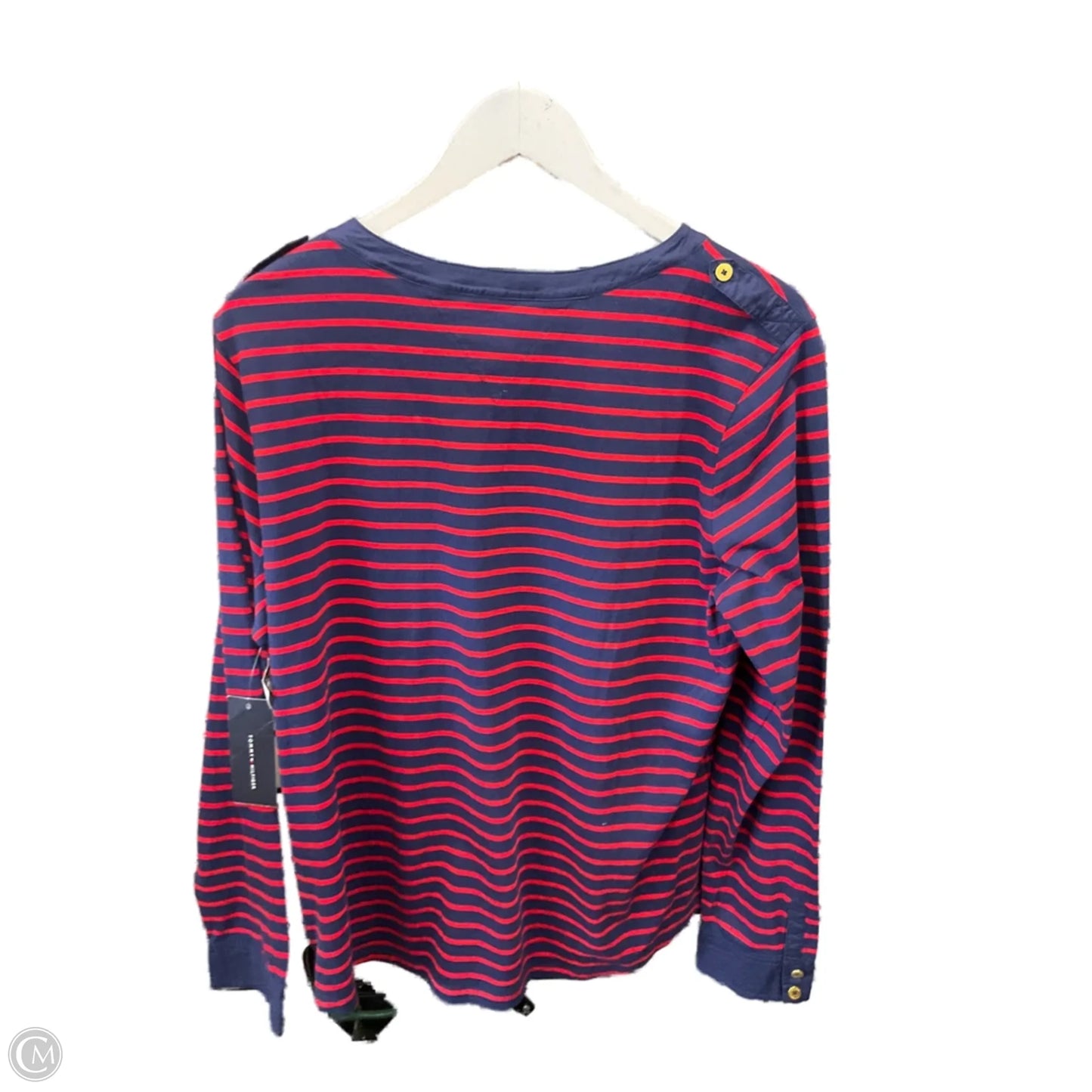 Top Long Sleeve By Tommy Hilfiger In Blue & Red, Size: Xl