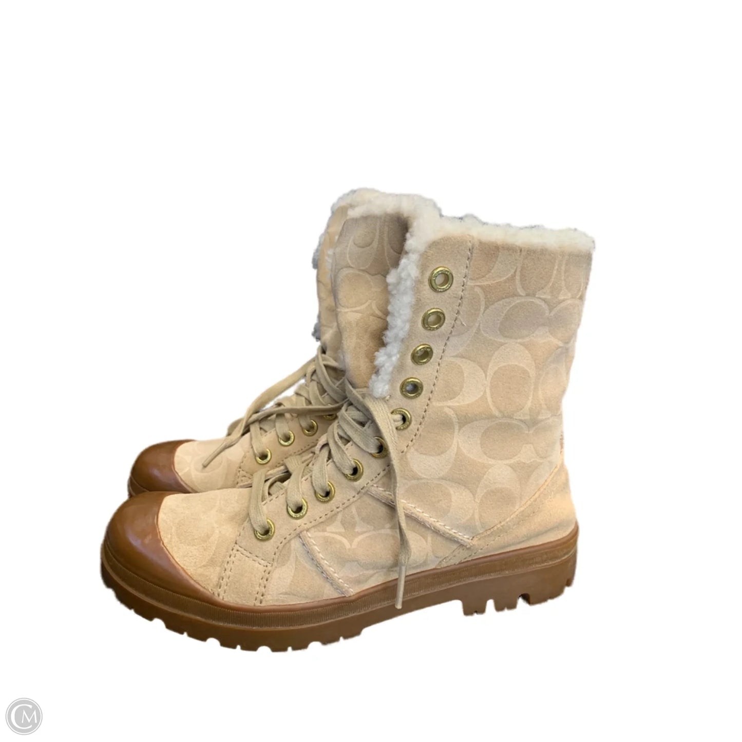 Boots Designer By Coach In Beige, Size: 6.5