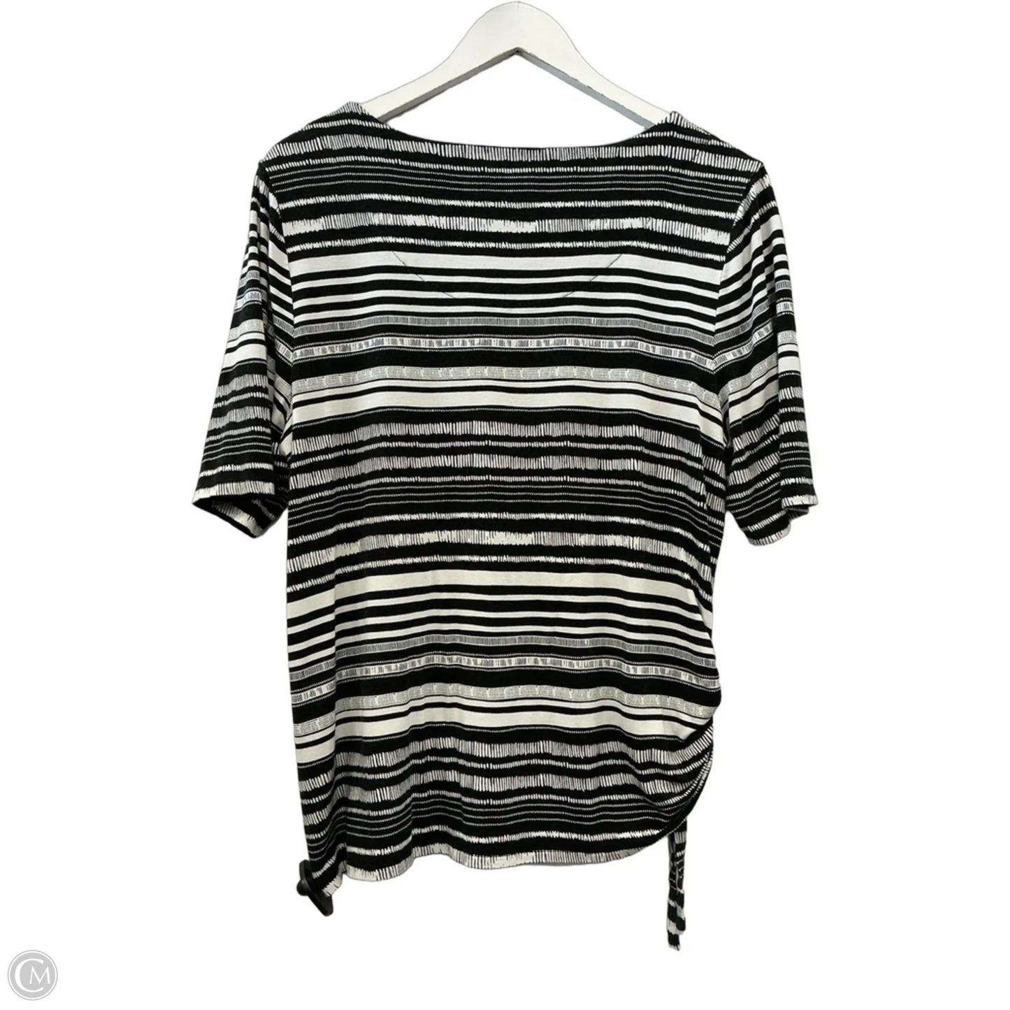 Top 3/4 Sleeve By Chicos In Striped Pattern, Size: L