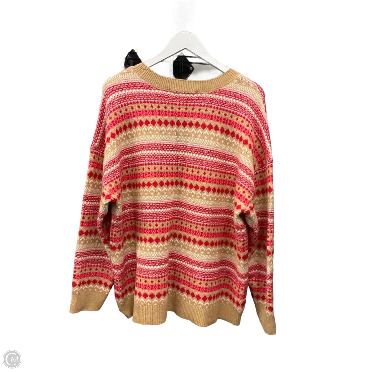 Sweater By Loft In Red & Tan, Size: Xl