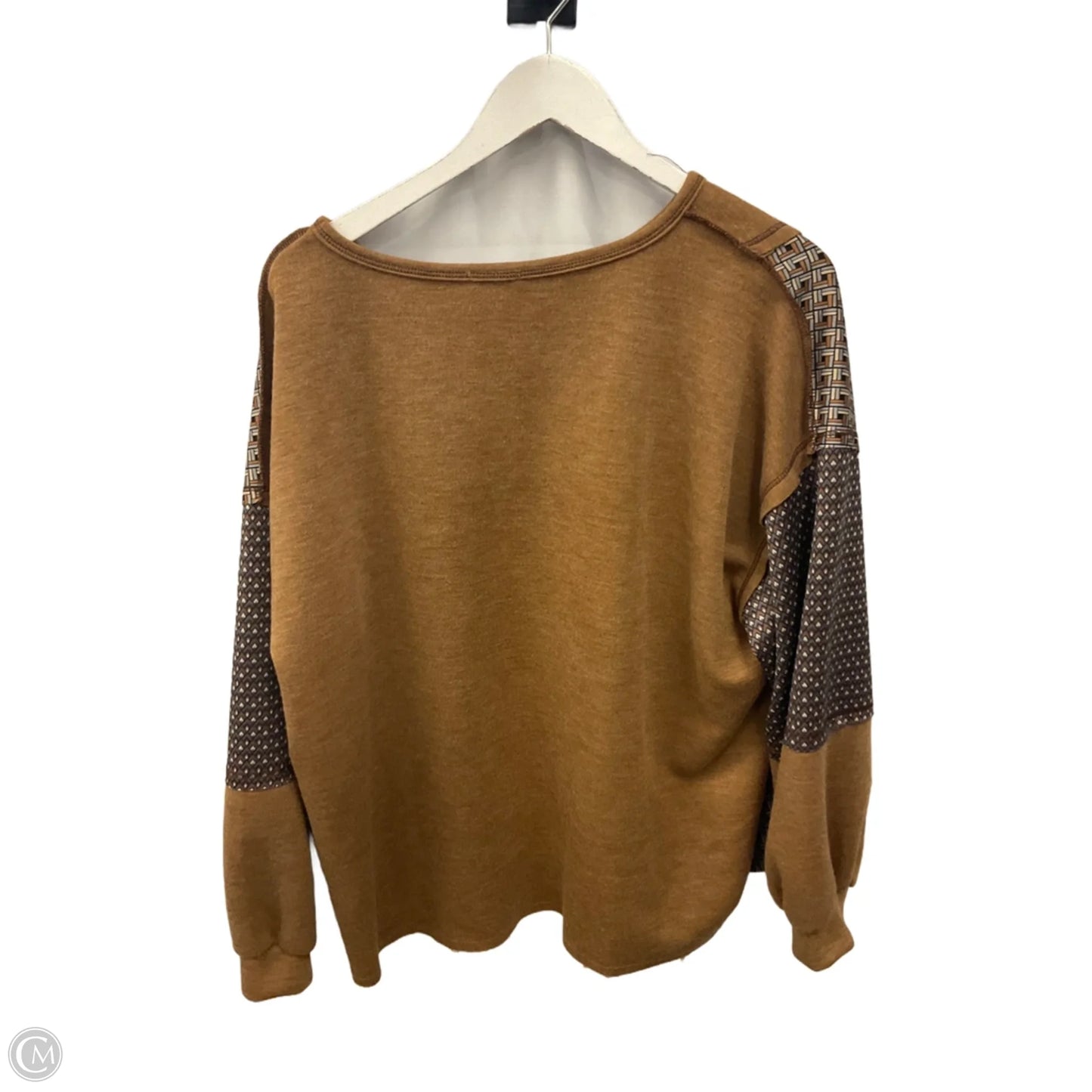 Top Long Sleeve By Bibi In Brown, Size: M