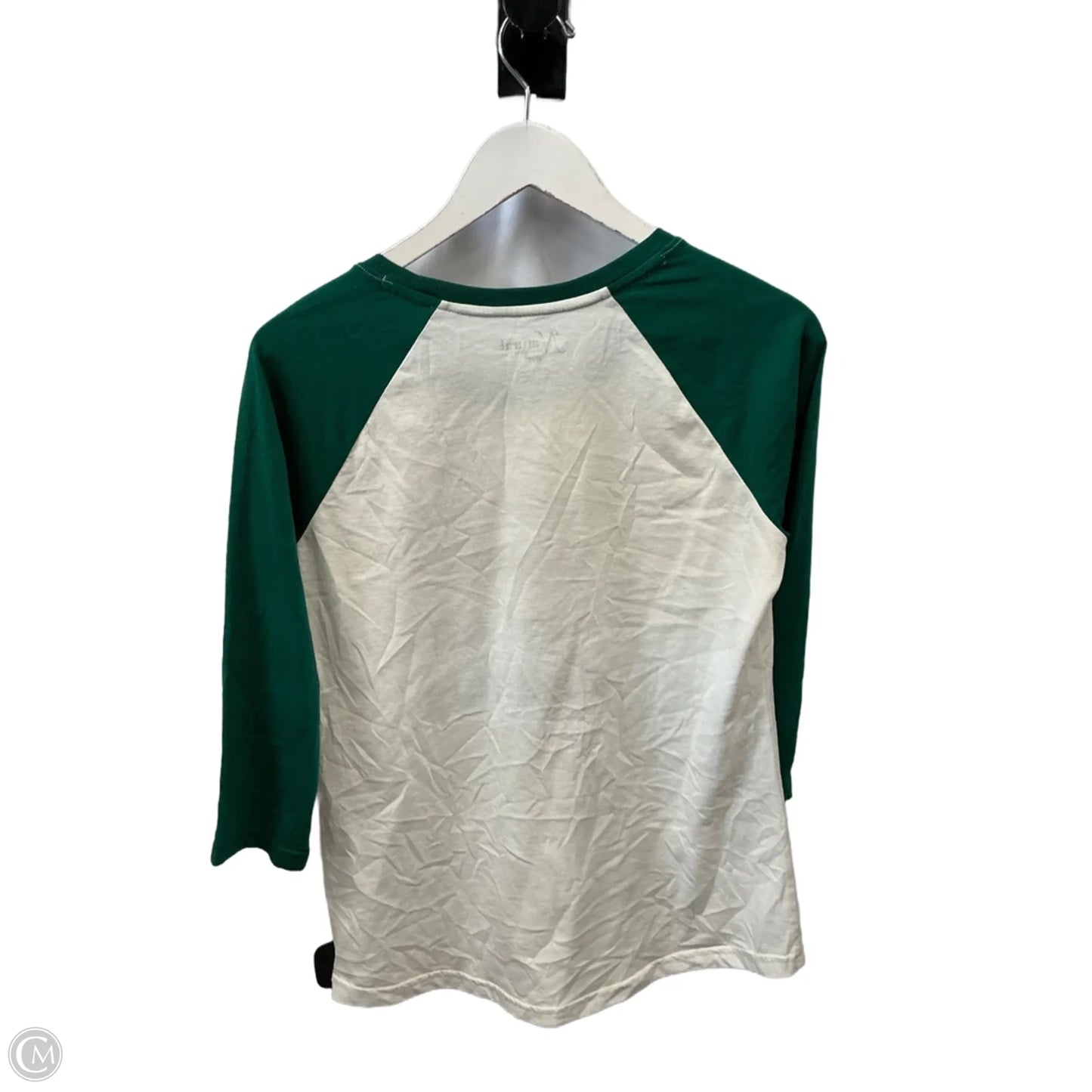 Top 3/4 Sleeve By Natural Reflections In Green & White, Size: S
