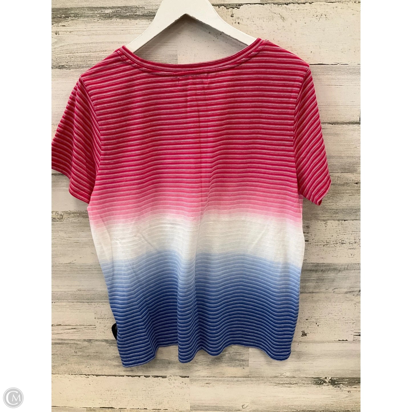 Top Short Sleeve By Christopher And Banks In Blue & Red & White, Size: L