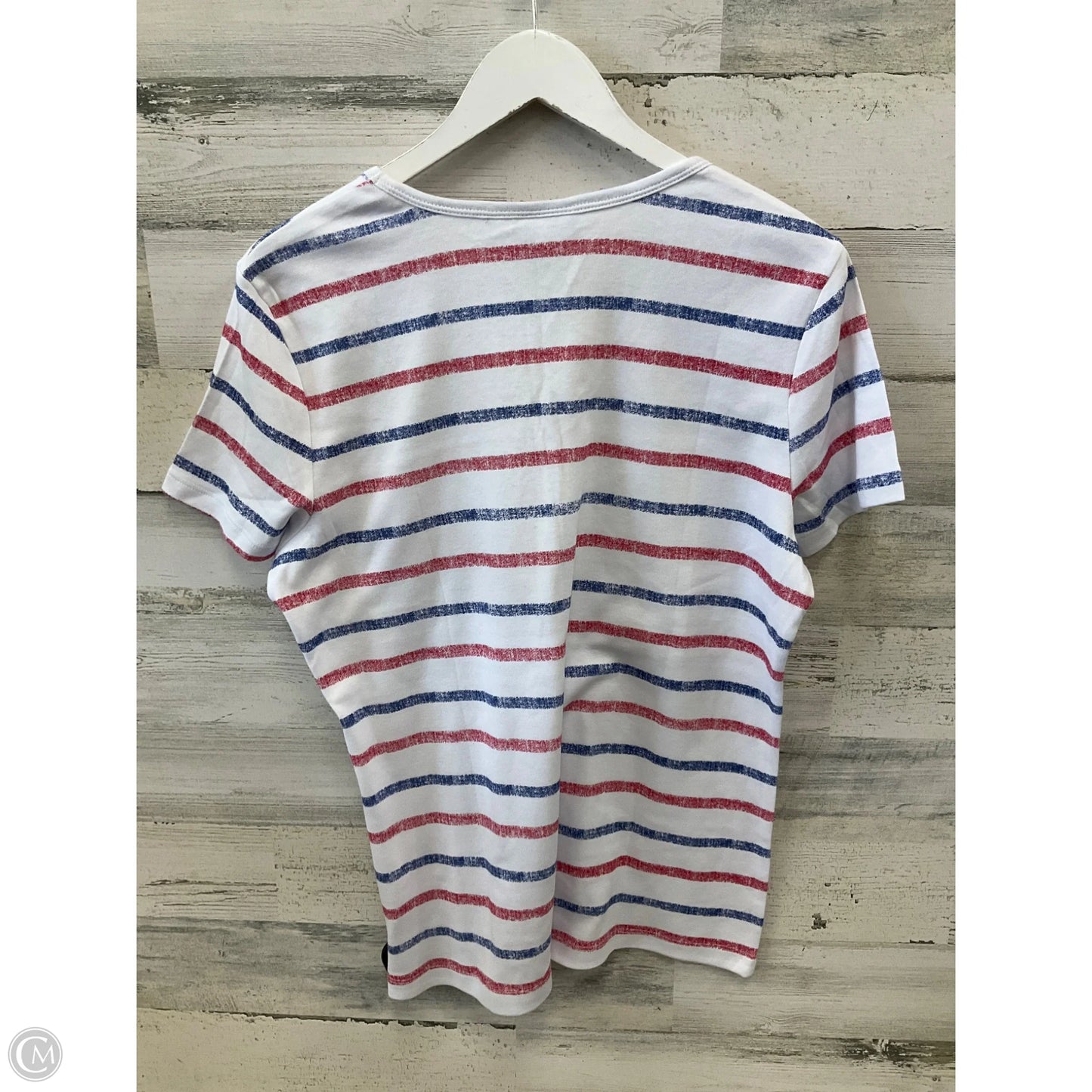 Top Short Sleeve By Karen Scott In Blue & Red & White, Size: L