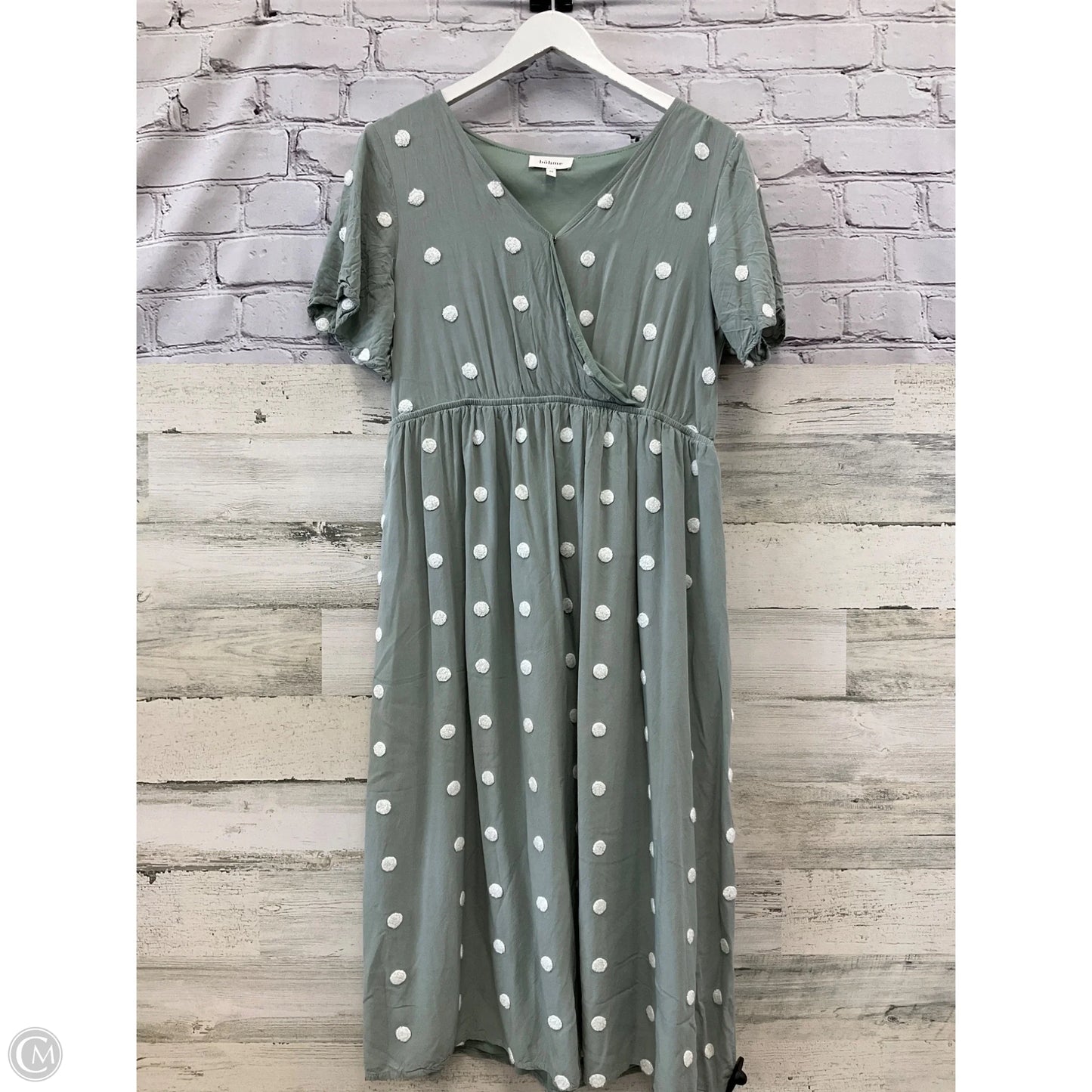 Dress Casual Midi By Bohme In Green & White, Size: M