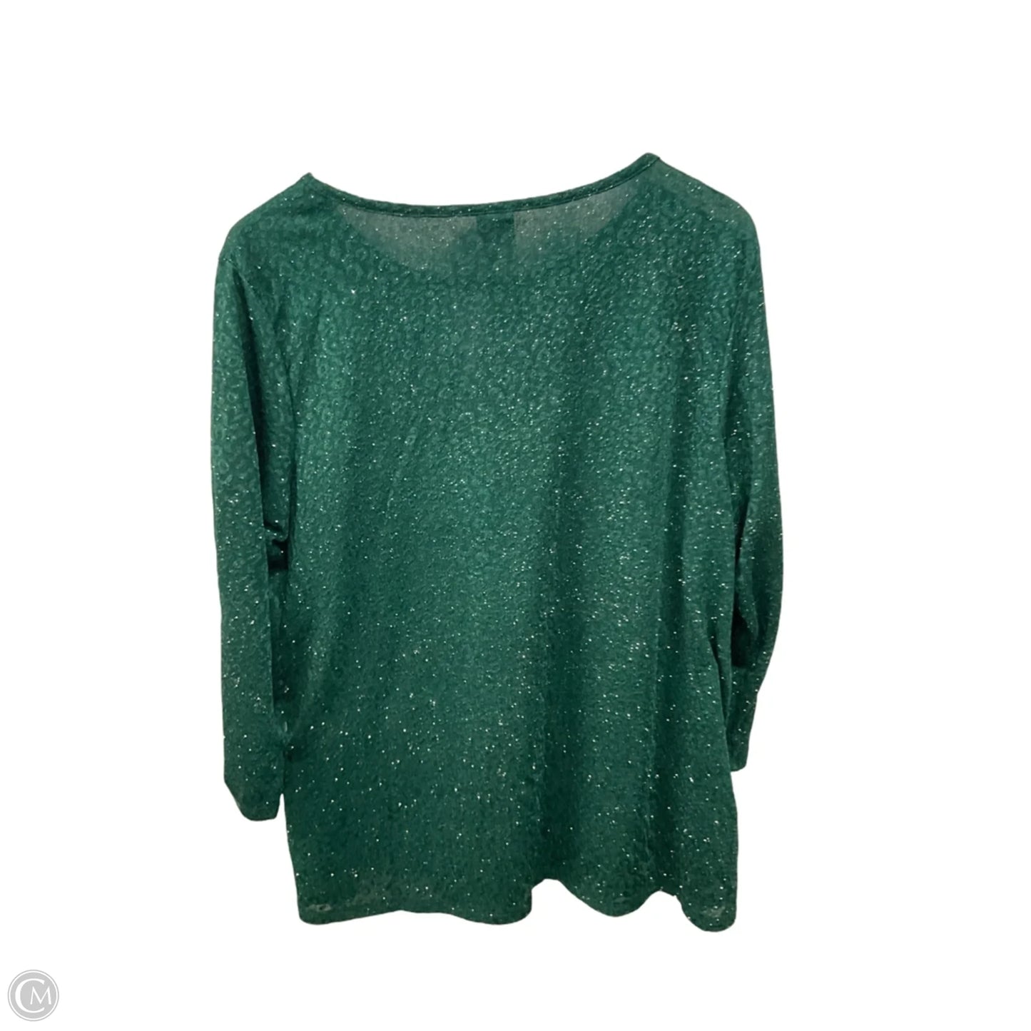 Top 3/4 Sleeve By Wrapper In Green, Size: 2x