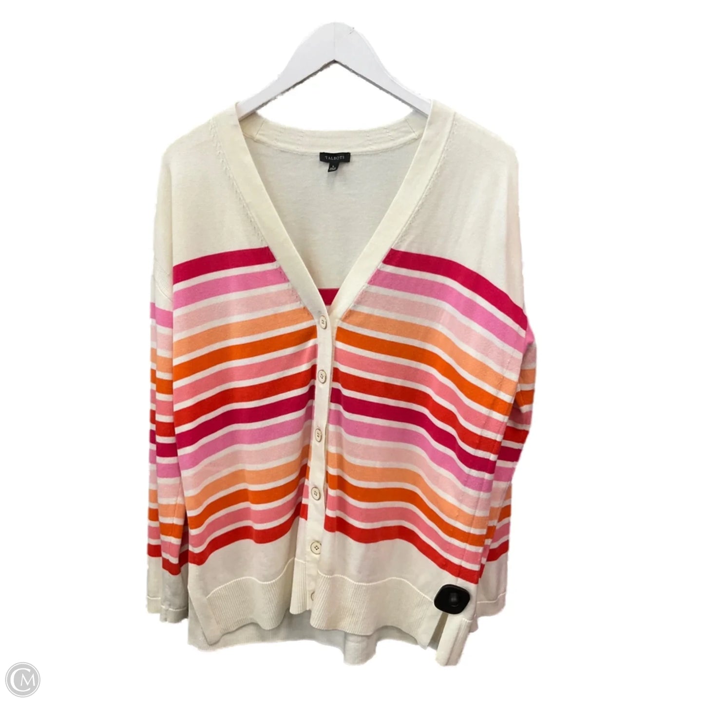 Cardigan By Talbots In Striped Pattern, Size: L