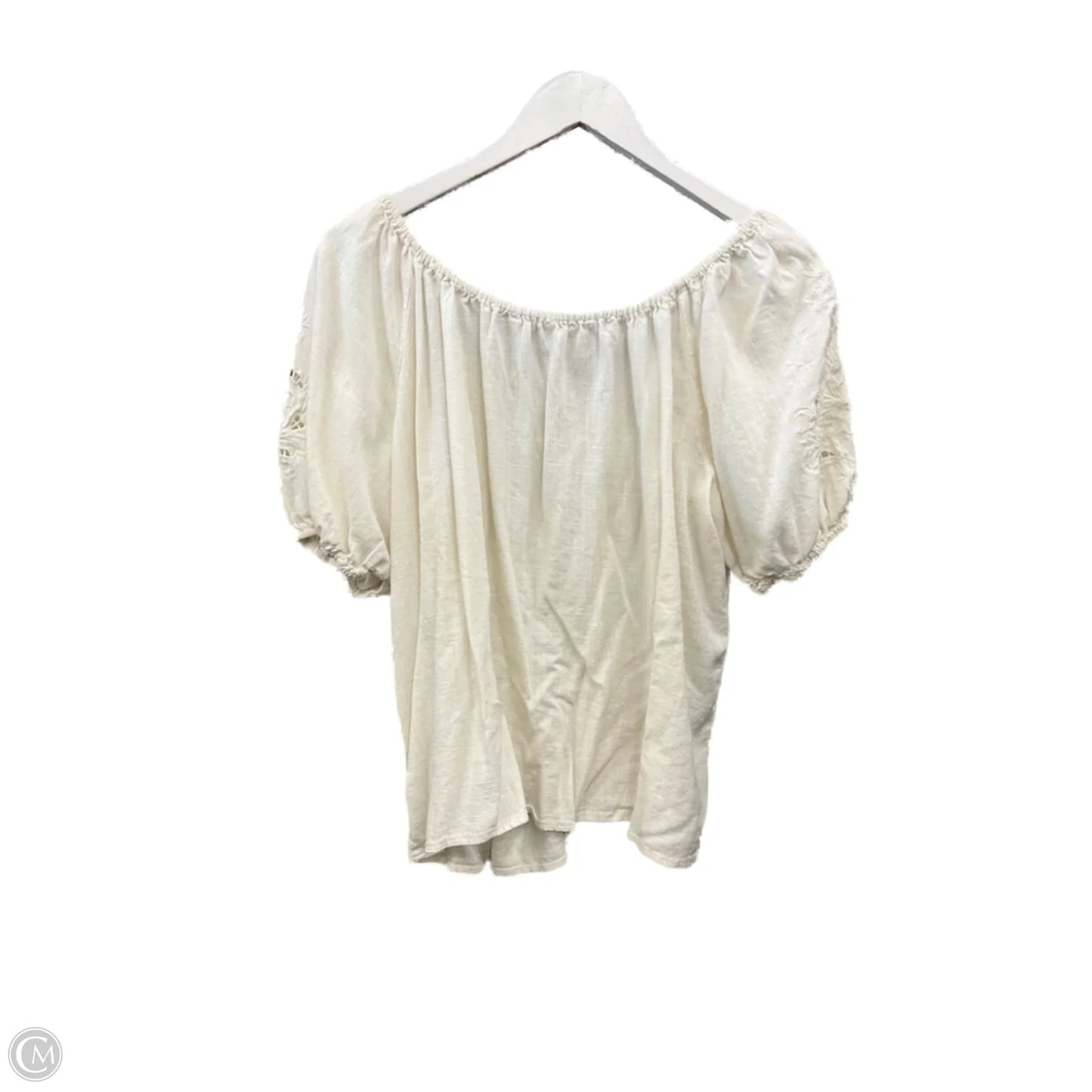 Top Short Sleeve By Love Stitch In Cream, Size: L