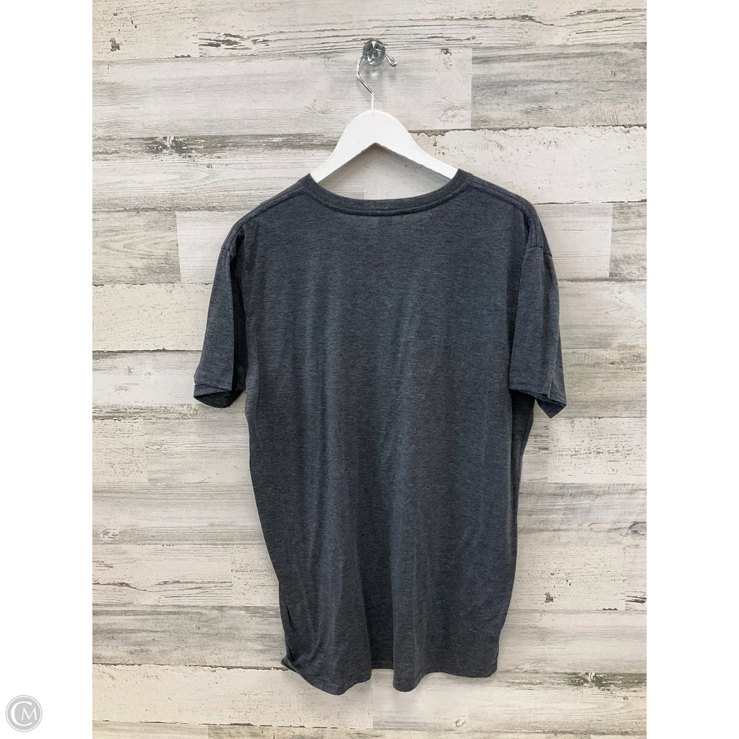Top Short Sleeve By Anvil In Grey, Size: L