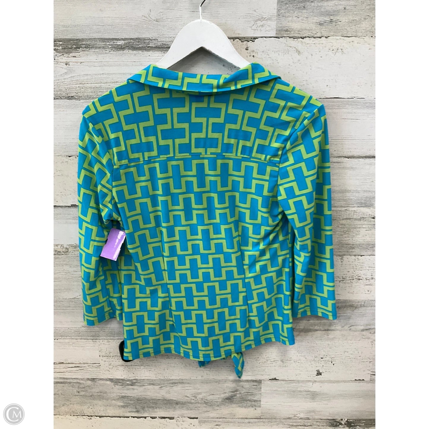 Top 3/4 Sleeve By Unique Spectrum In Blue & Green, Size: S