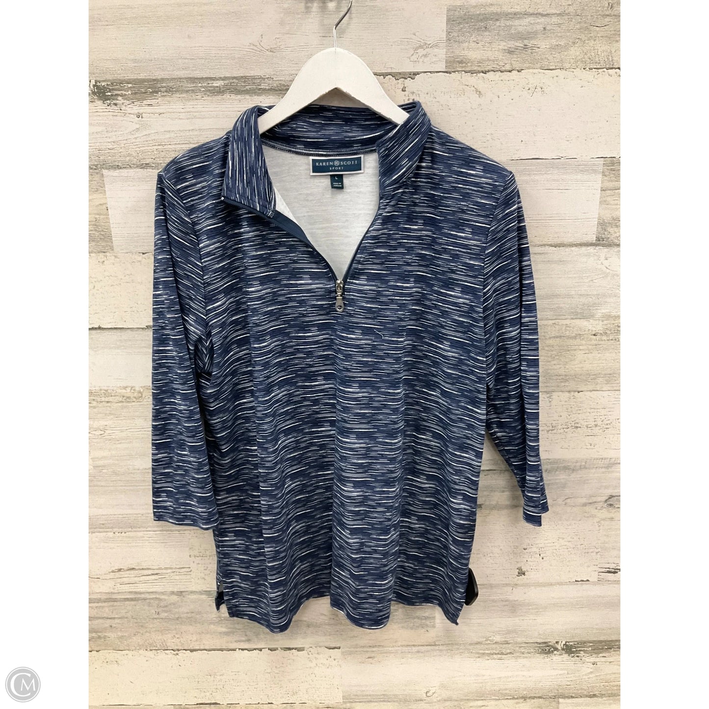 Top 3/4 Sleeve By Karen Scott In Blue, Size: L