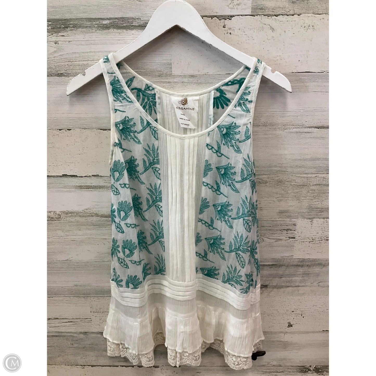 Top Sleeveless By Clothes Mentor In Green & White, Size: S