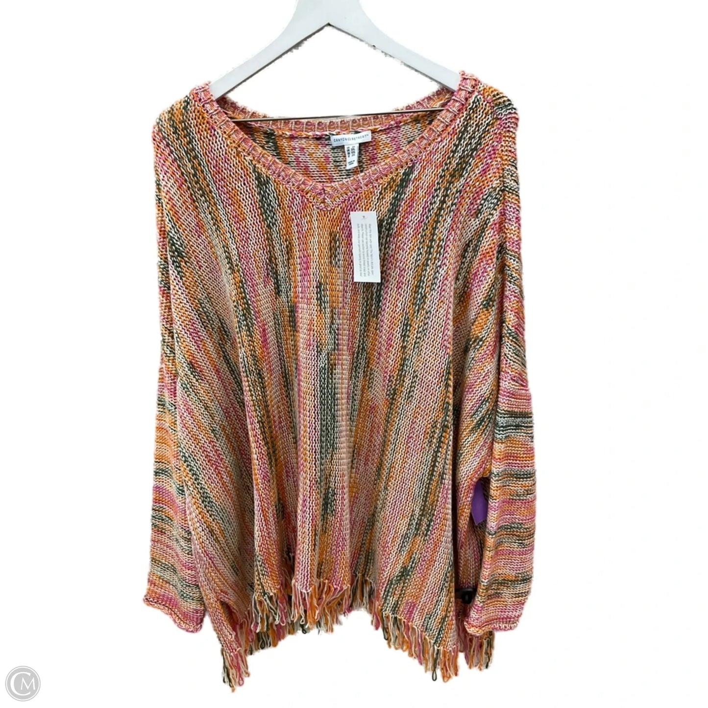 Top 3/4 Sleeve By Clothes Mentor In Orange & Pink, Size: 2x
