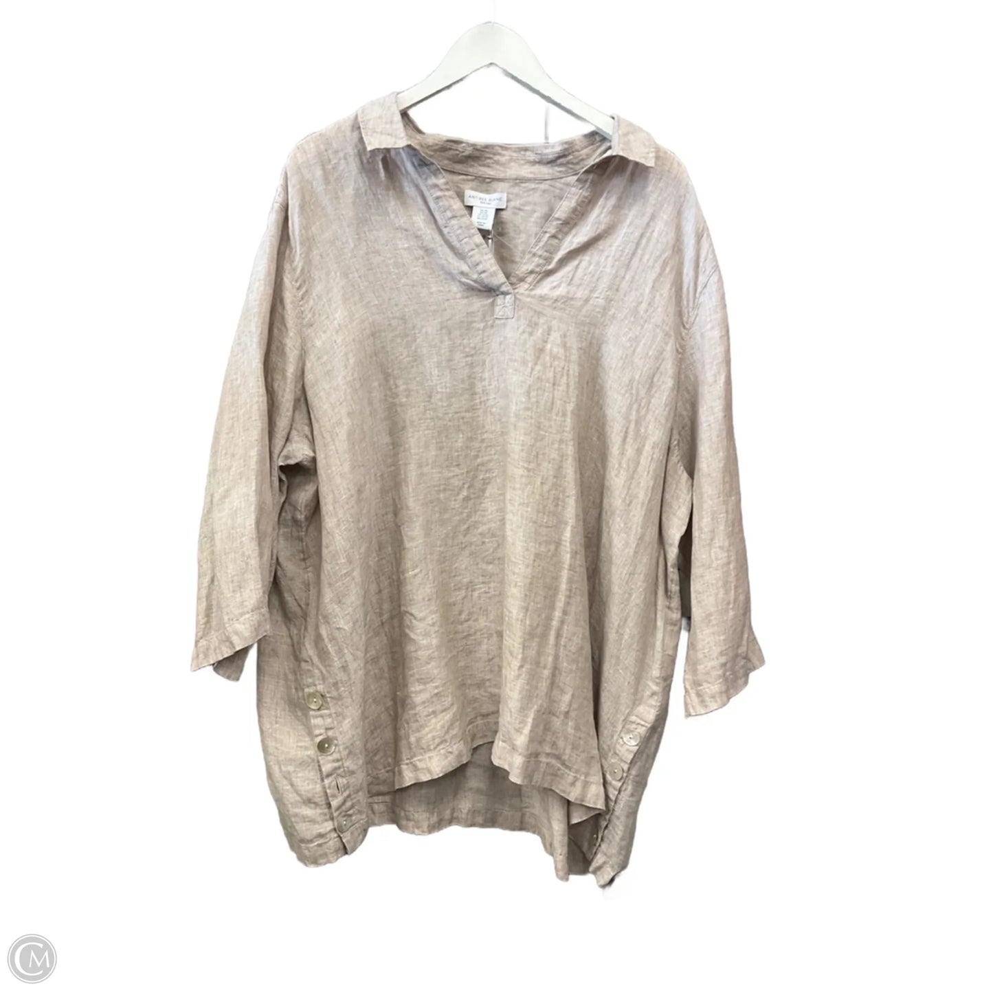 Top 3/4 Sleeve By Clothes Mentor In Beige, Size: 2x