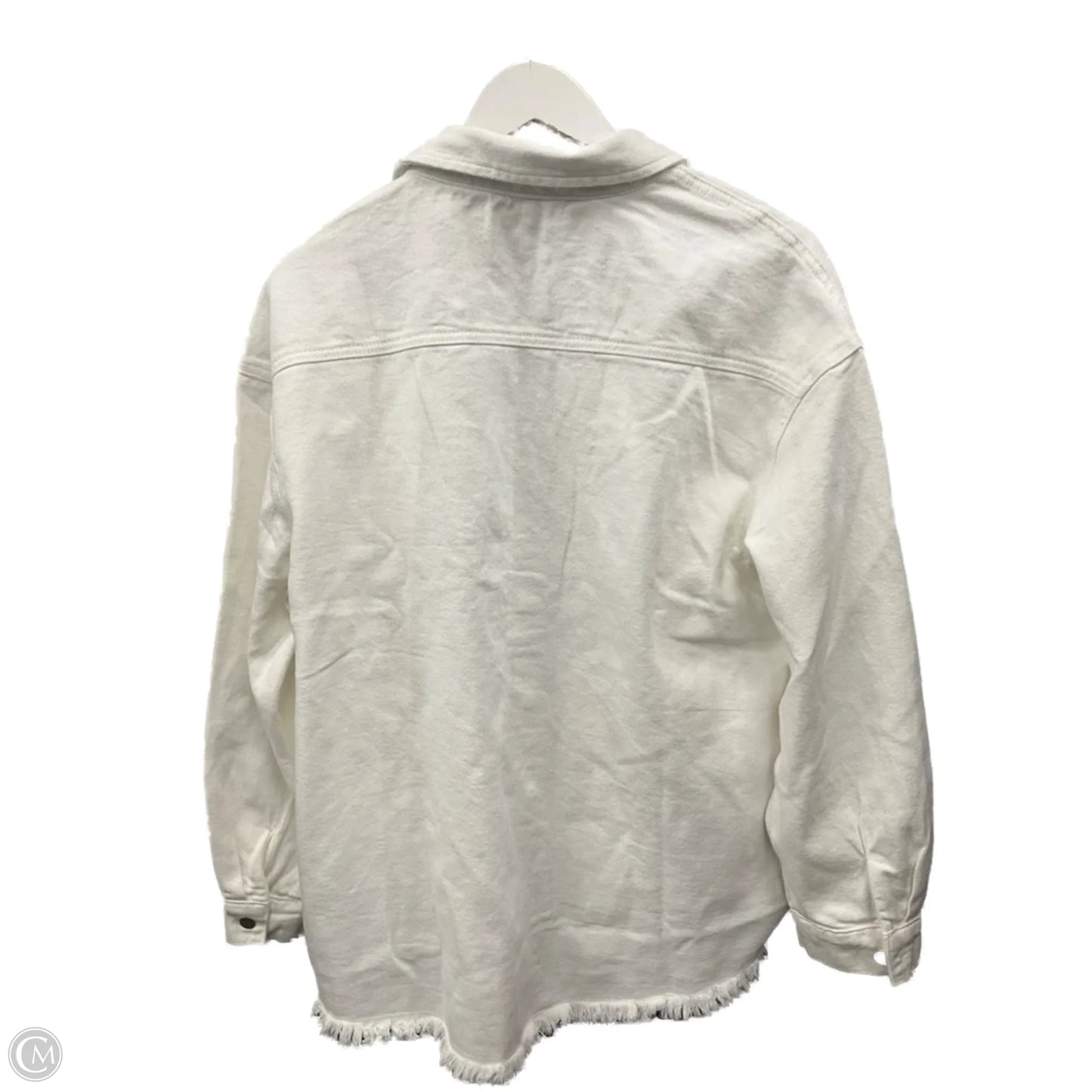 Jacket Denim By Clothes Mentor In White Denim, Size: L