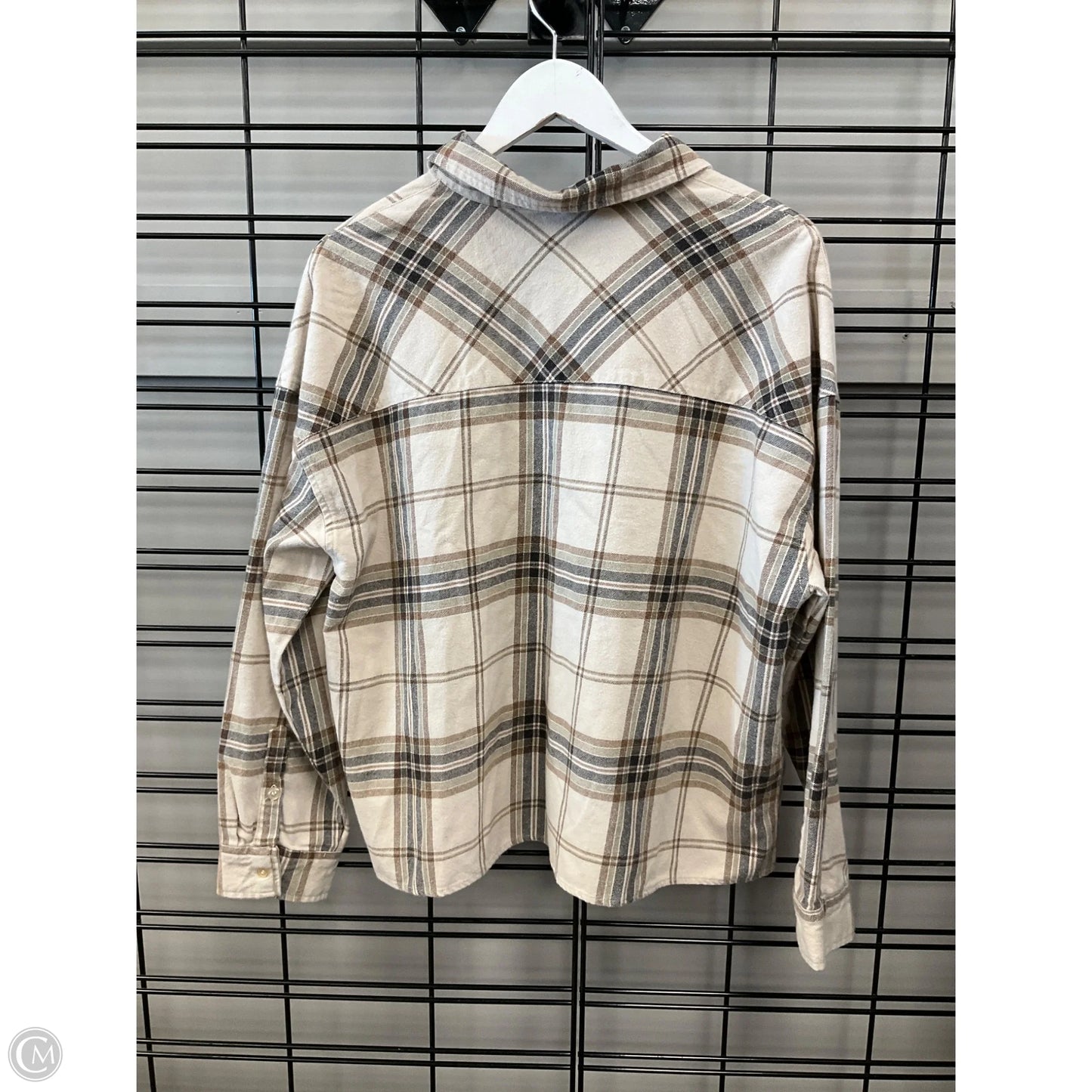 Top Long Sleeve By Joa In Brown & Cream, Size: M