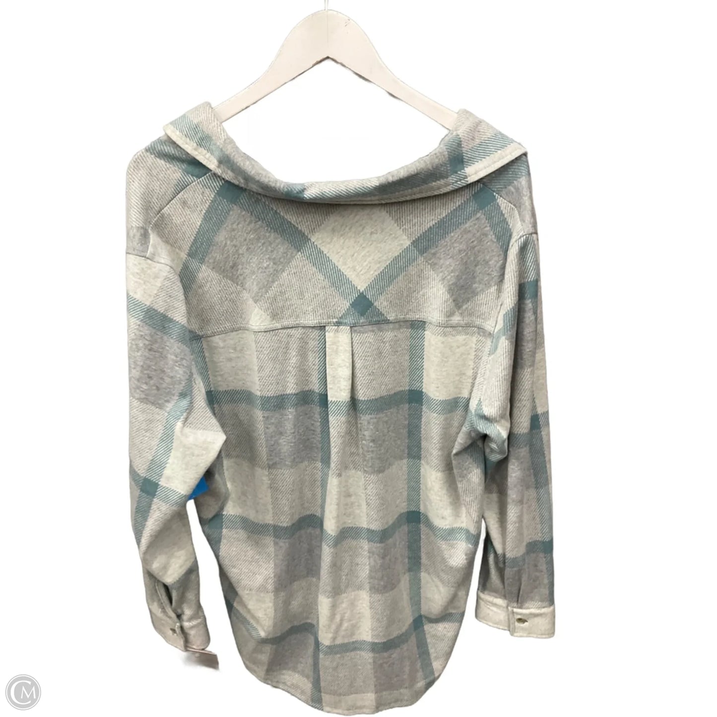 Top Long Sleeve By Falls Creek In Green & Grey, Size: 1x